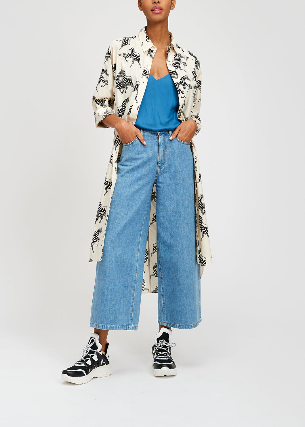 White shirt dress with zebra print RE—SSENTIEL | Essentiel second hand