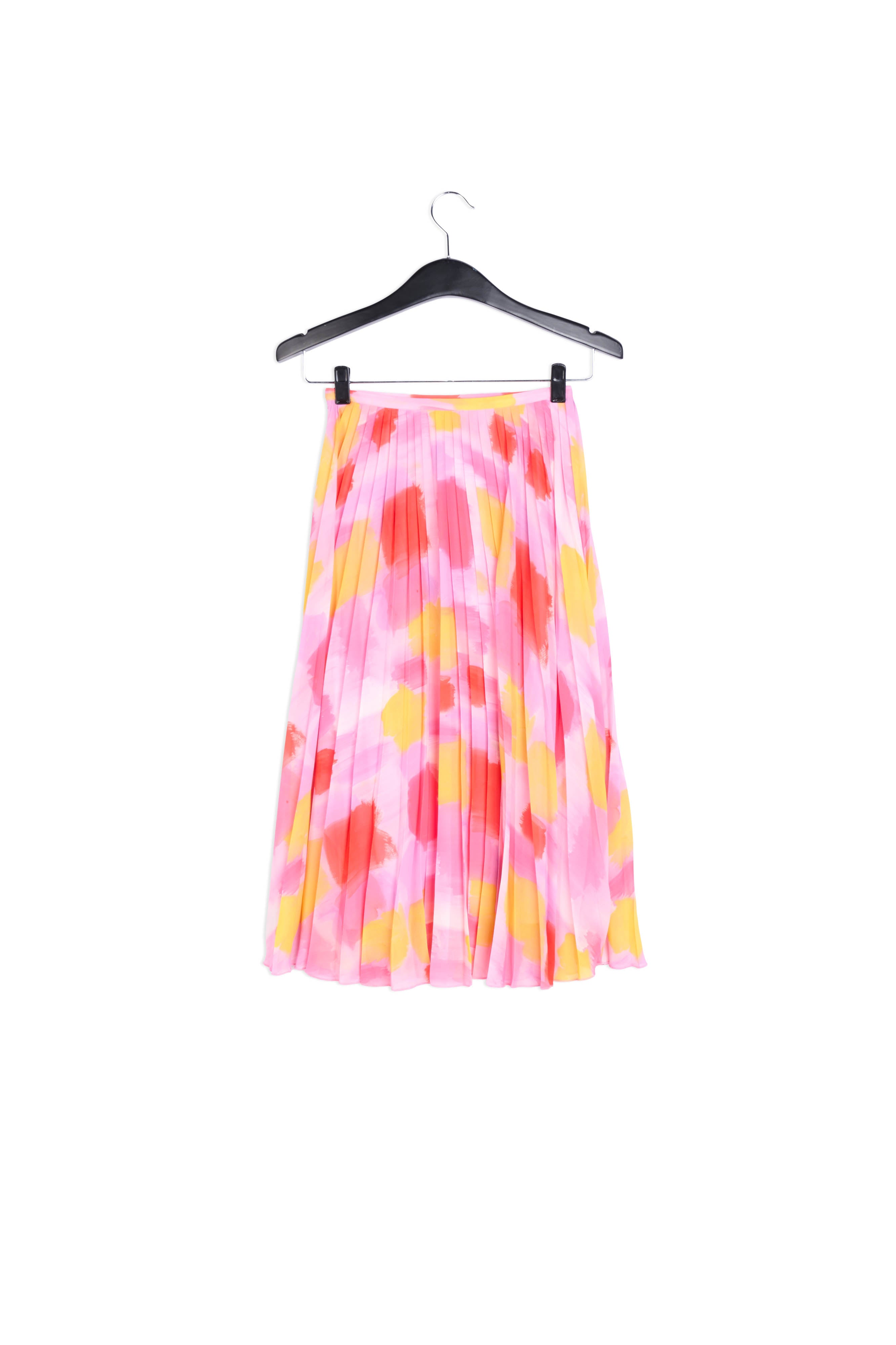 Jupe midi plissée rose et jaune RE—SSENTIEL | Essentiel second hand