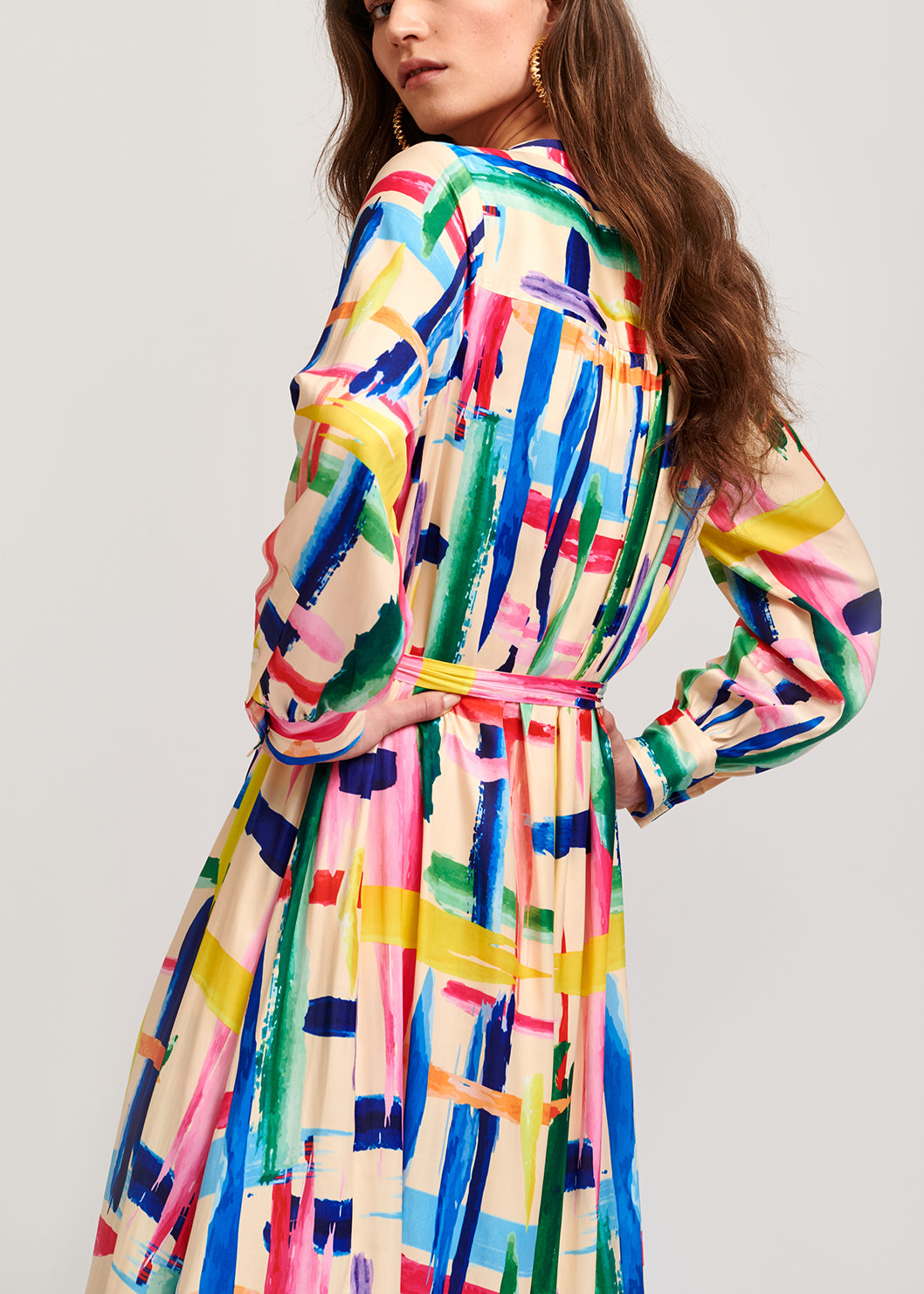 Multicolored graphic striped shirt dress RE—SSENTIEL | Essentiel second hand