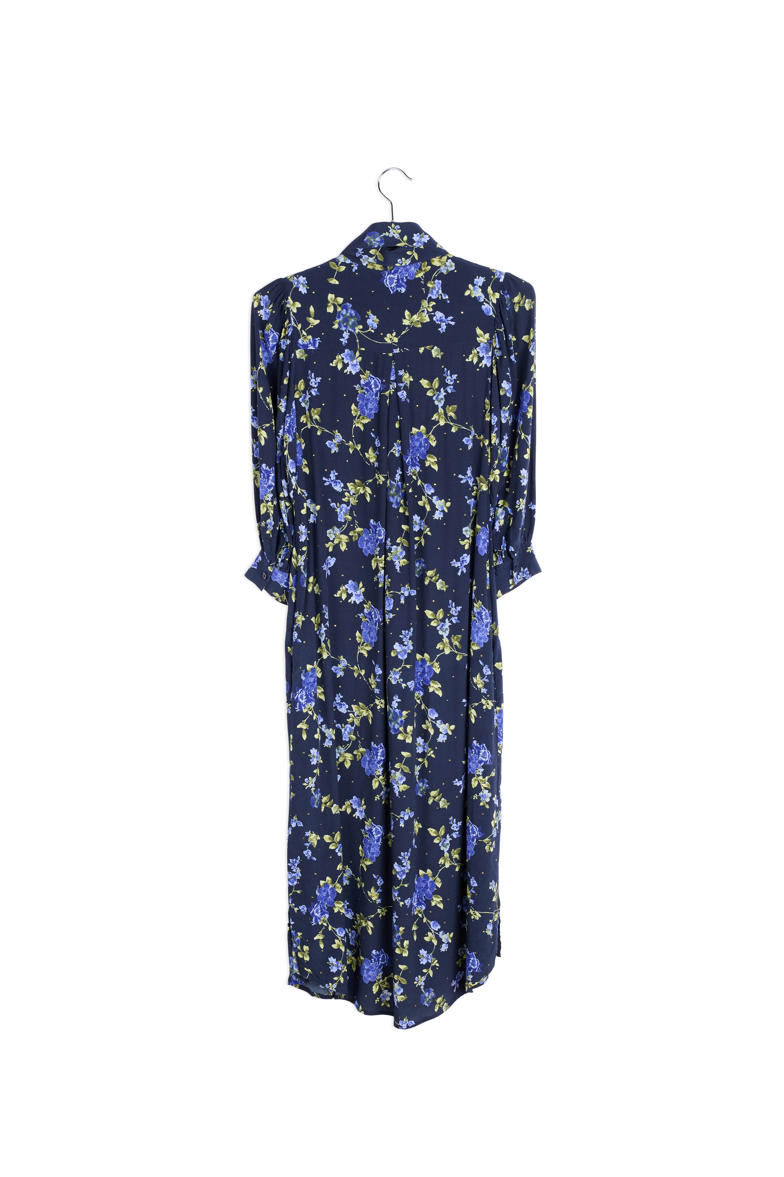 Donkerblauwe hemdjurk met bloemen RE—SSENTIEL | Essentiel second hand