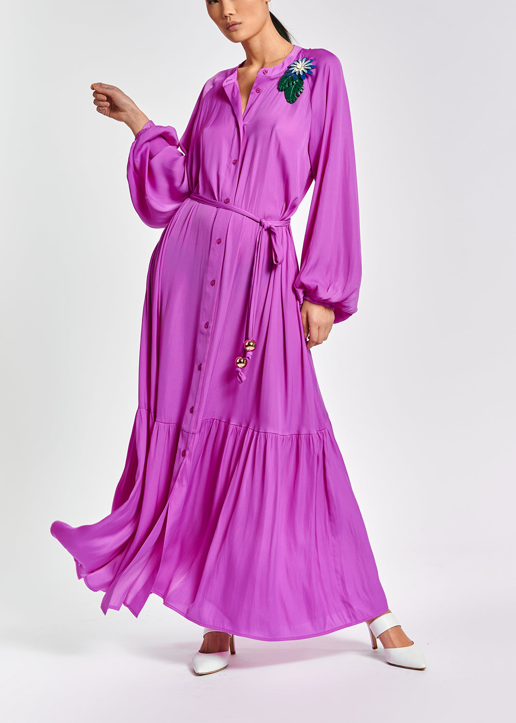 Lilac long-sleeved maxi dress RE—SSENTIEL | Essentiel second hand