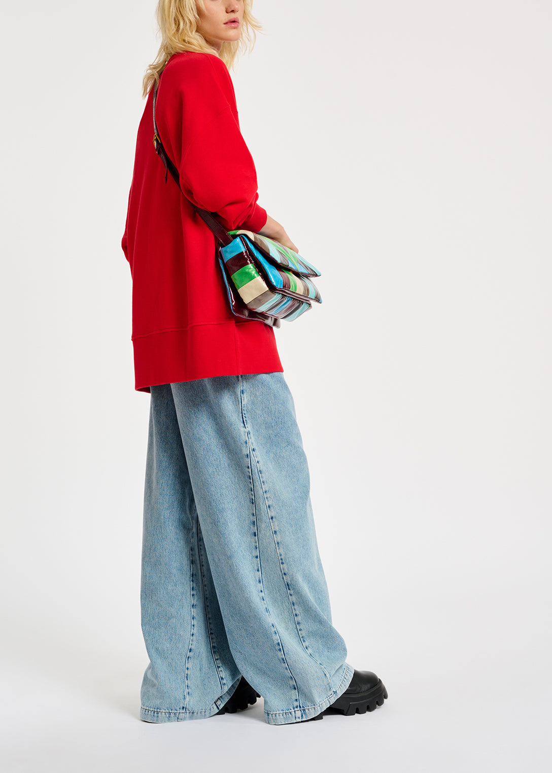 Red organic cotton sweatshirt with boxy cut RE—SSENTIEL | Essentiel second hand