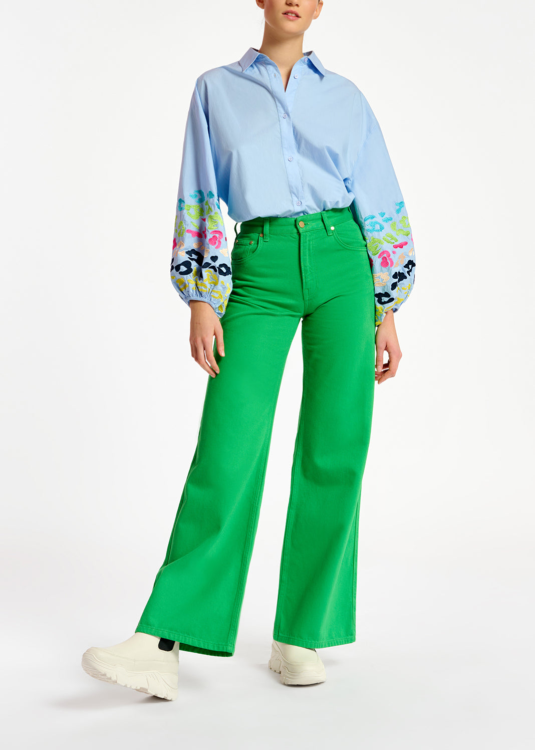 Green denim straight-leg jeans RE—SSENTIEL | Essentiel second hand