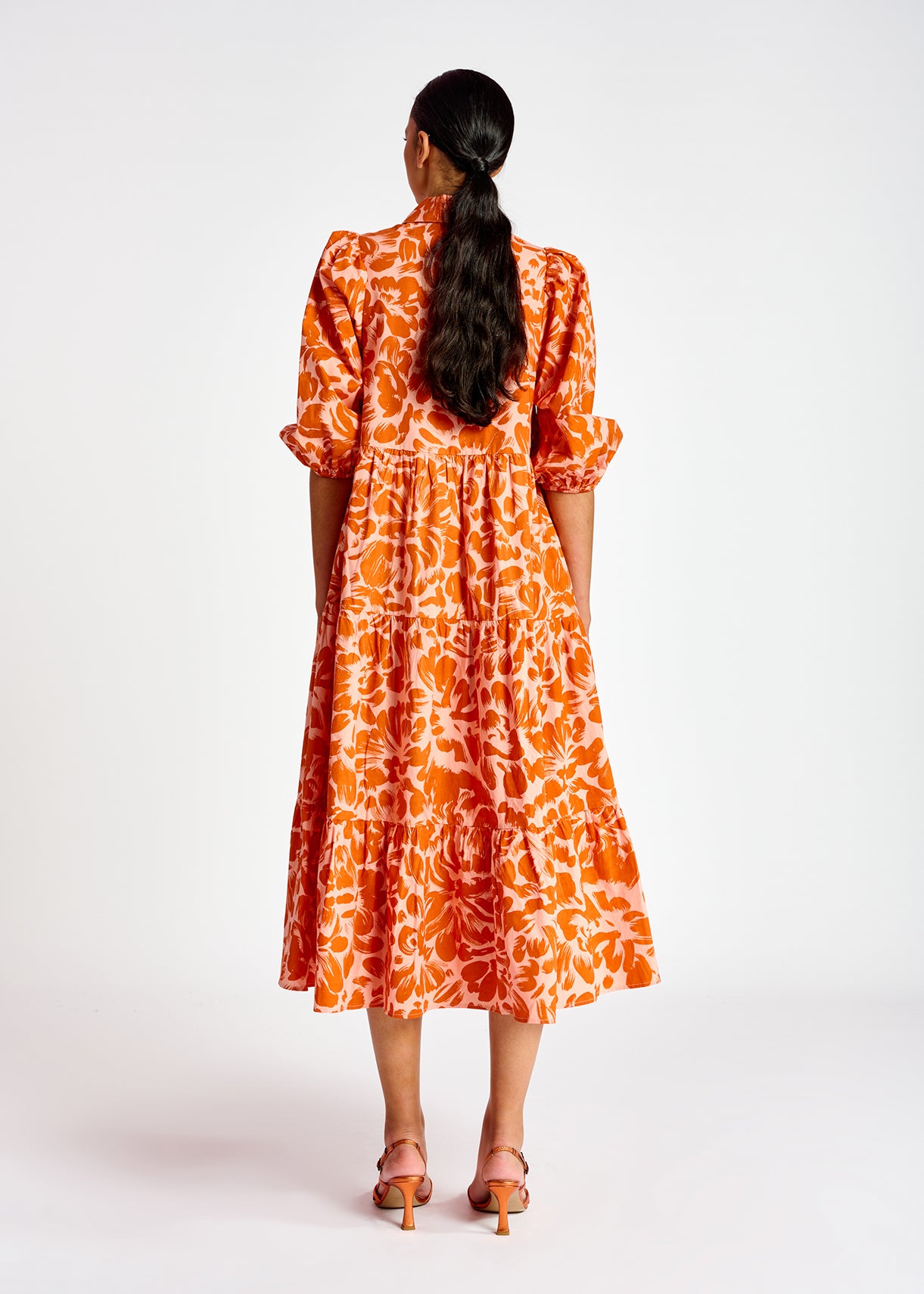 Light pink and orange floral-print maxi dress RE—SSENTIEL | Essentiel second hand
