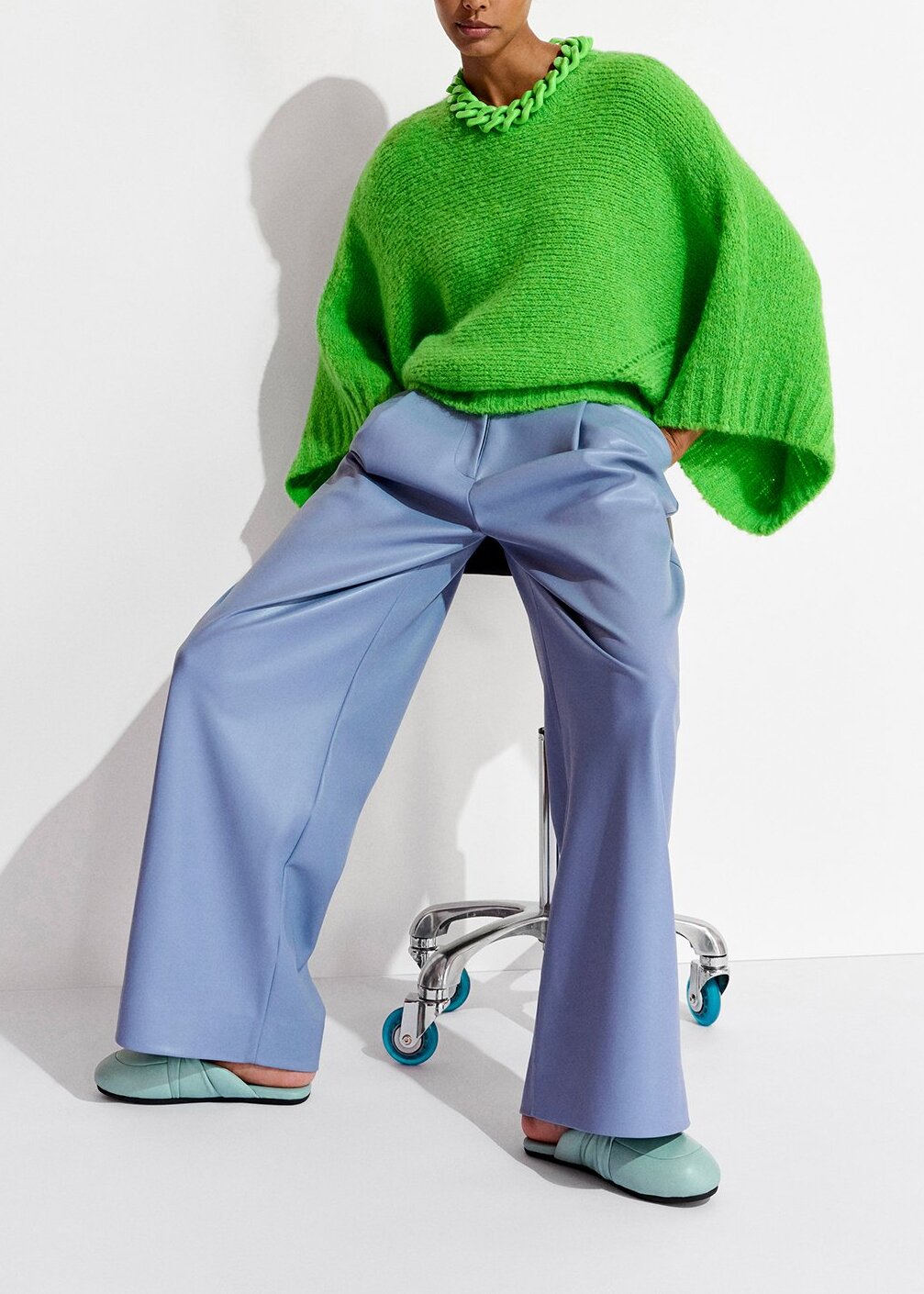 Green knit sweater with cape effect RE—SSENTIEL | Essentiel second hand