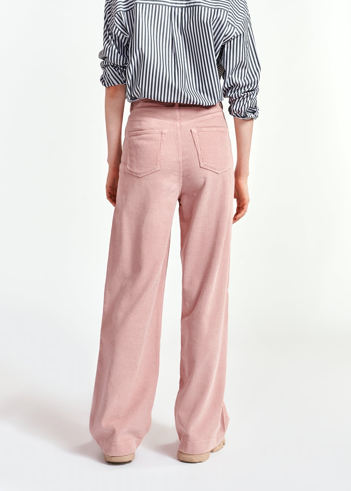 Pastel pink soft corduroy wide leg pants RE—SSENTIEL | Essentiel second hand