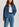 Donkerblauw geperforeerd oversized jeansvest Faume - seconde main