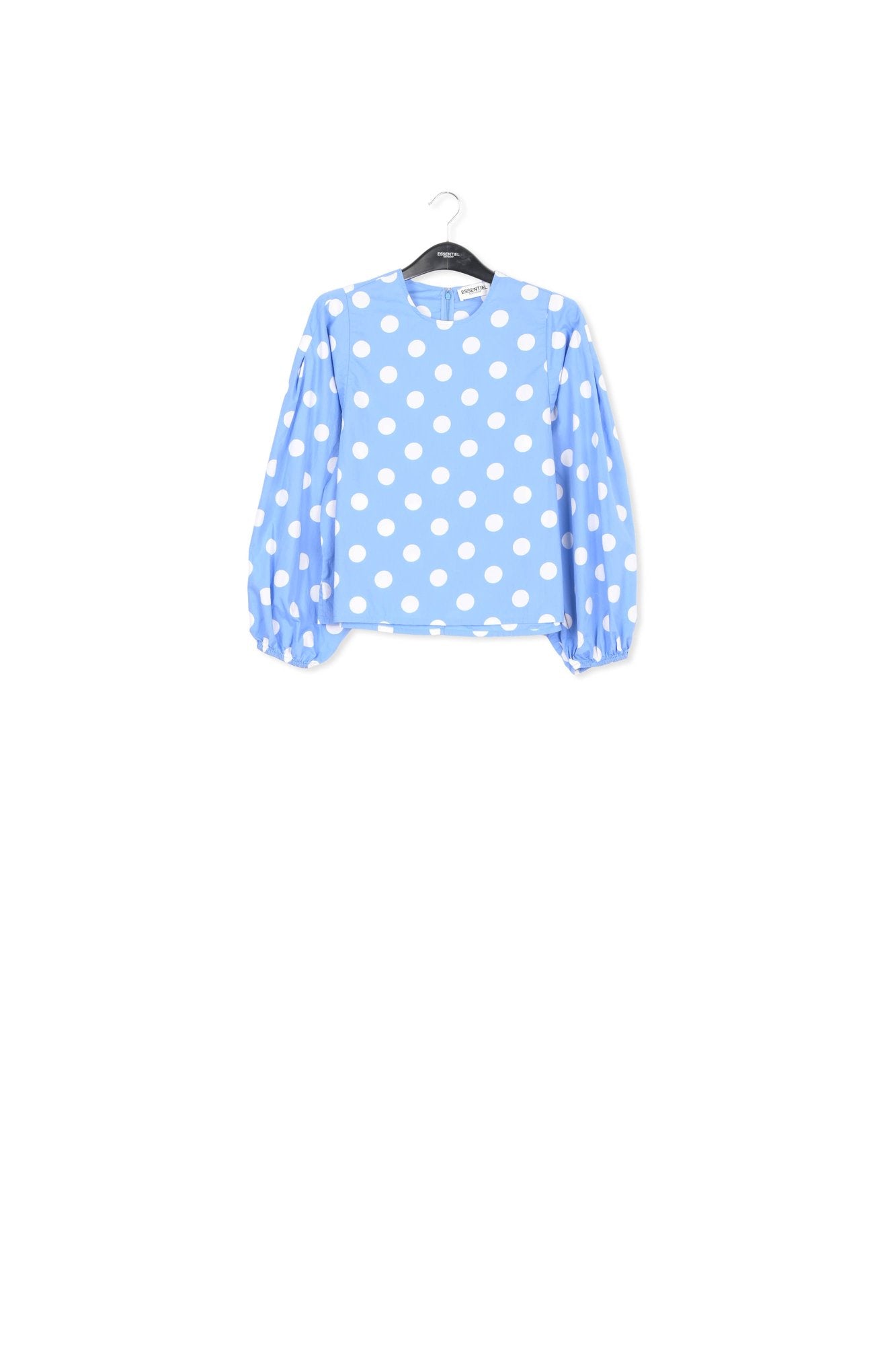 Blue and white polka-dot top with puffed sleeves RE—SSENTIEL | Essentiel second hand