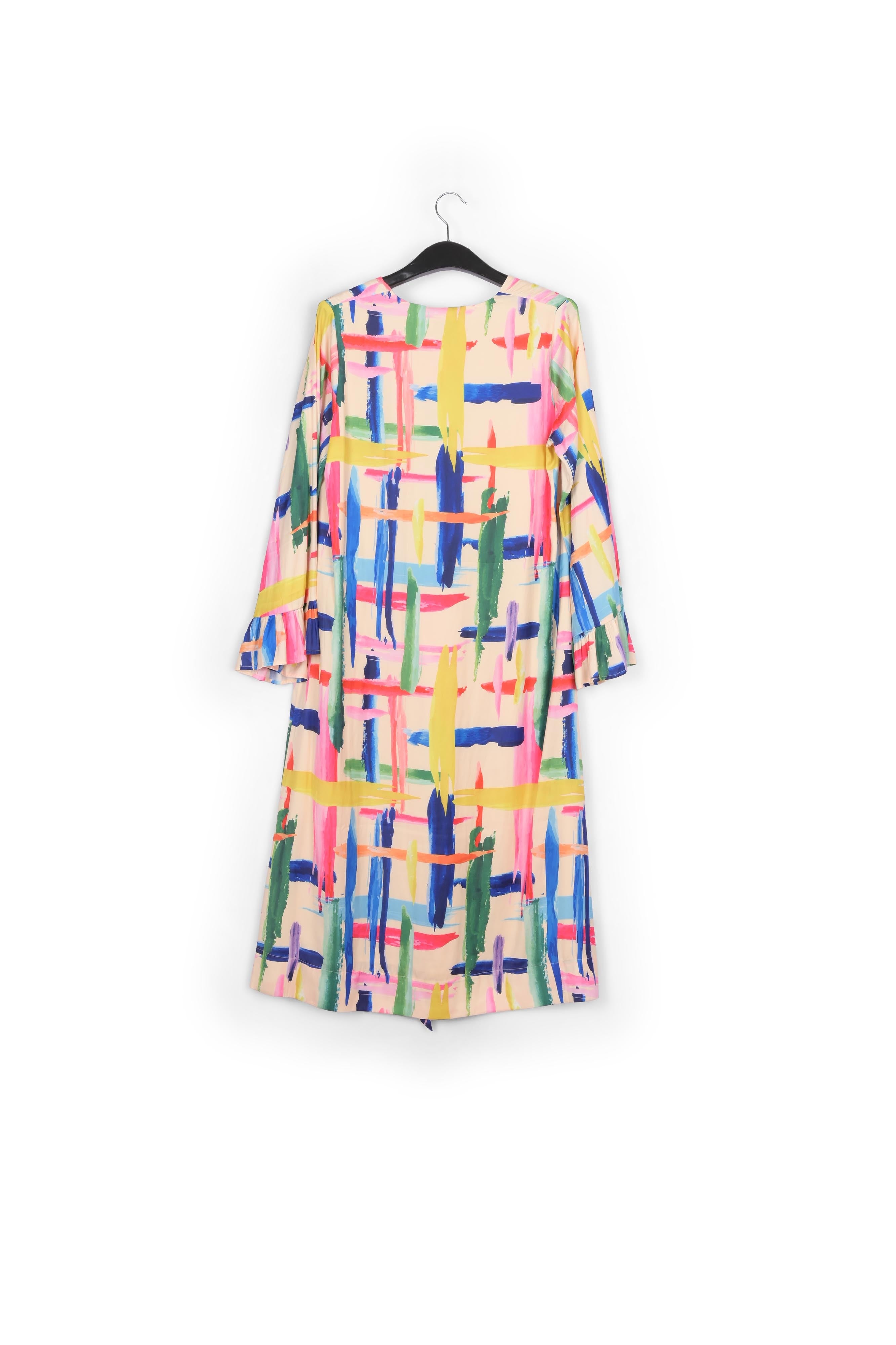 Multicolored graphic striped belted midi dress RE—SSENTIEL | Essentiel second hand