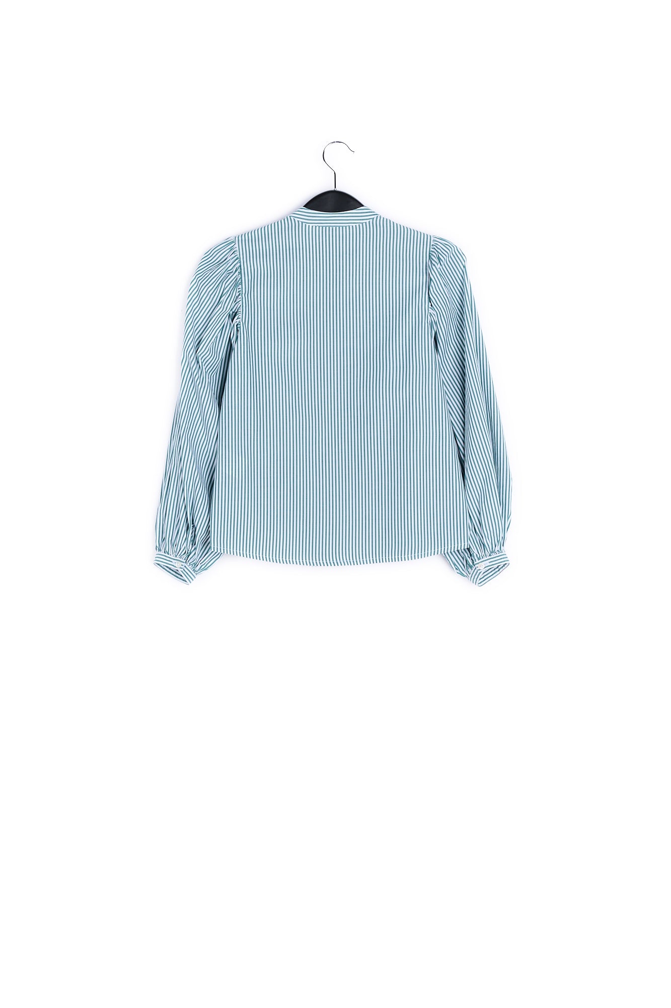 Green and off-white striped cotton blouse RE—SSENTIEL | Essentiel second hand