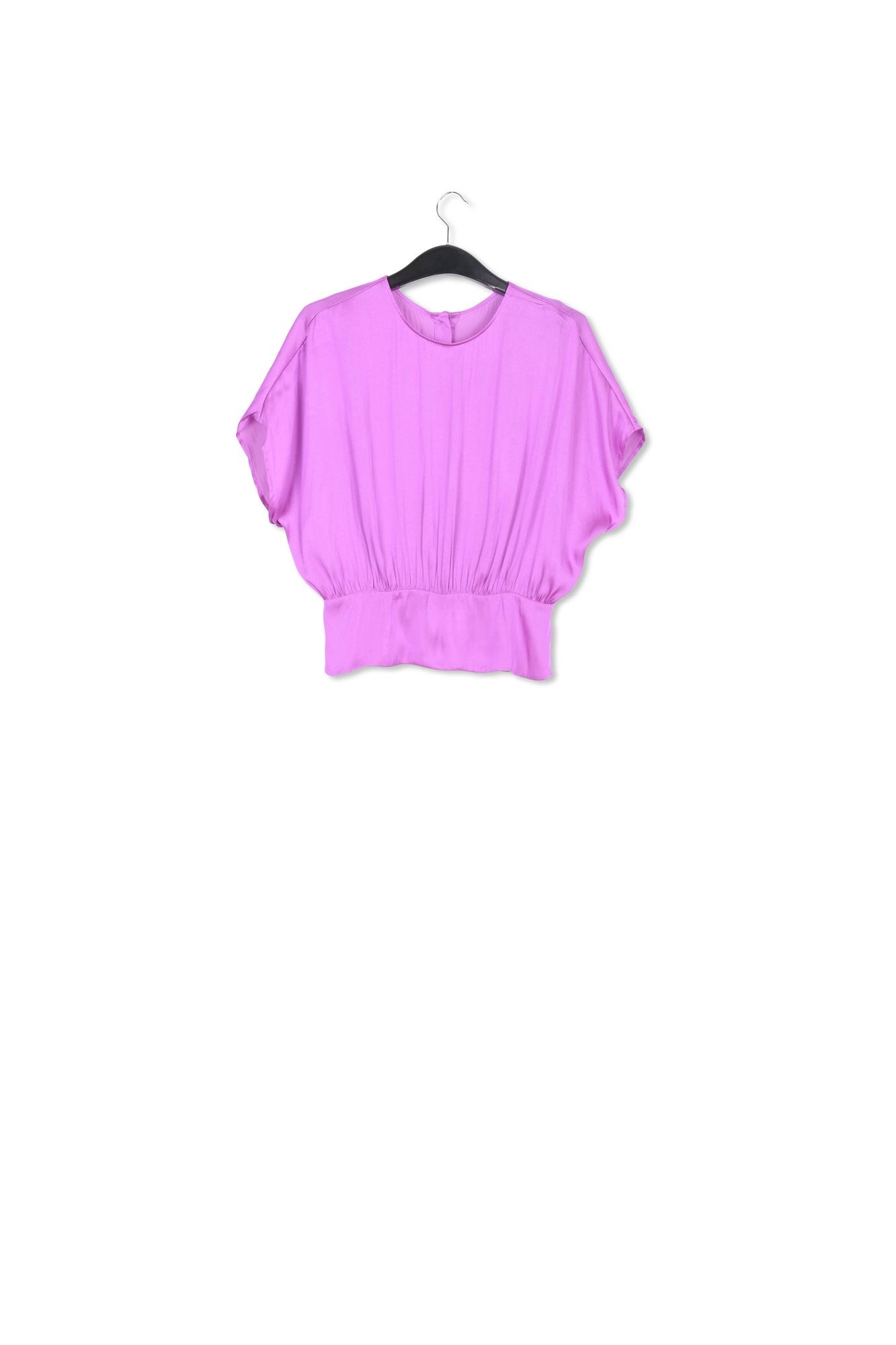 Paarse top met korte mouwen en strasknopen RE—SSENTIEL | Essentiel second hand