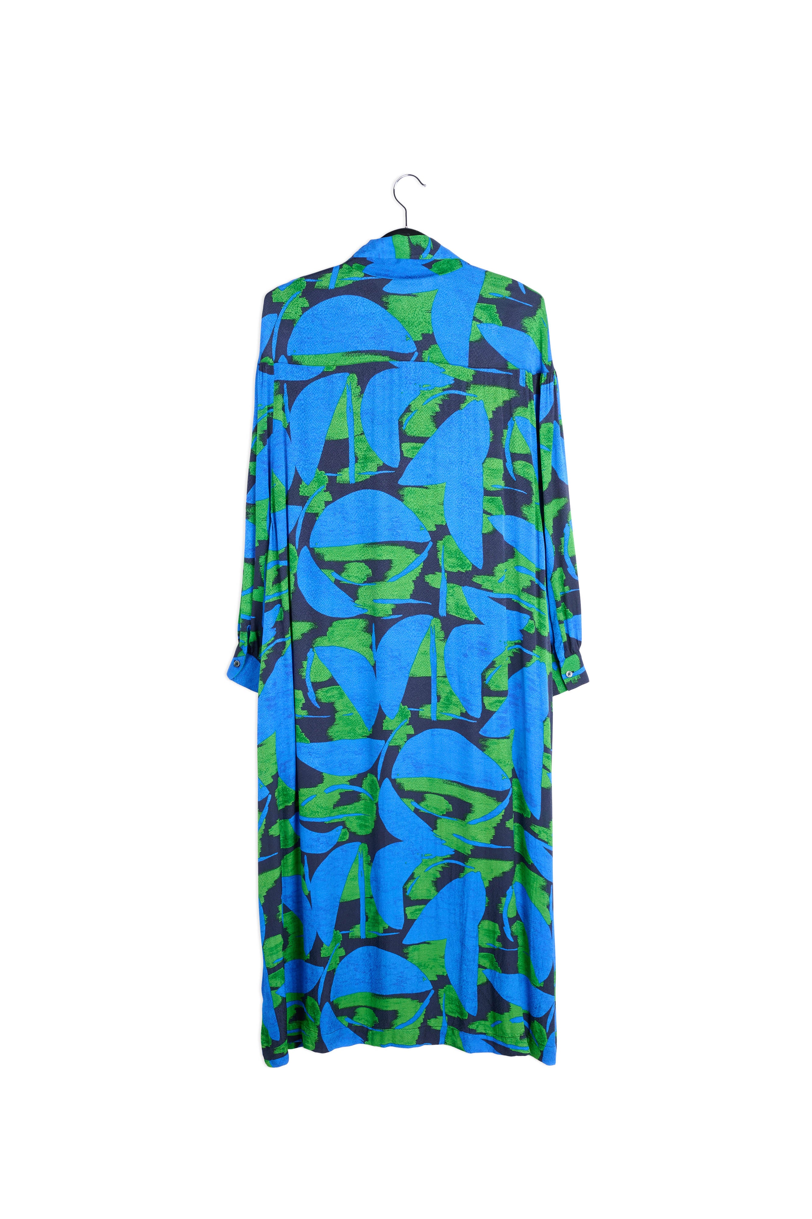Blue, black and green abstract print midi dress RE—SSENTIEL | Essentiel second hand