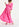 Neon pink long-sleeved v-neck maxi dress Faume - seconde main