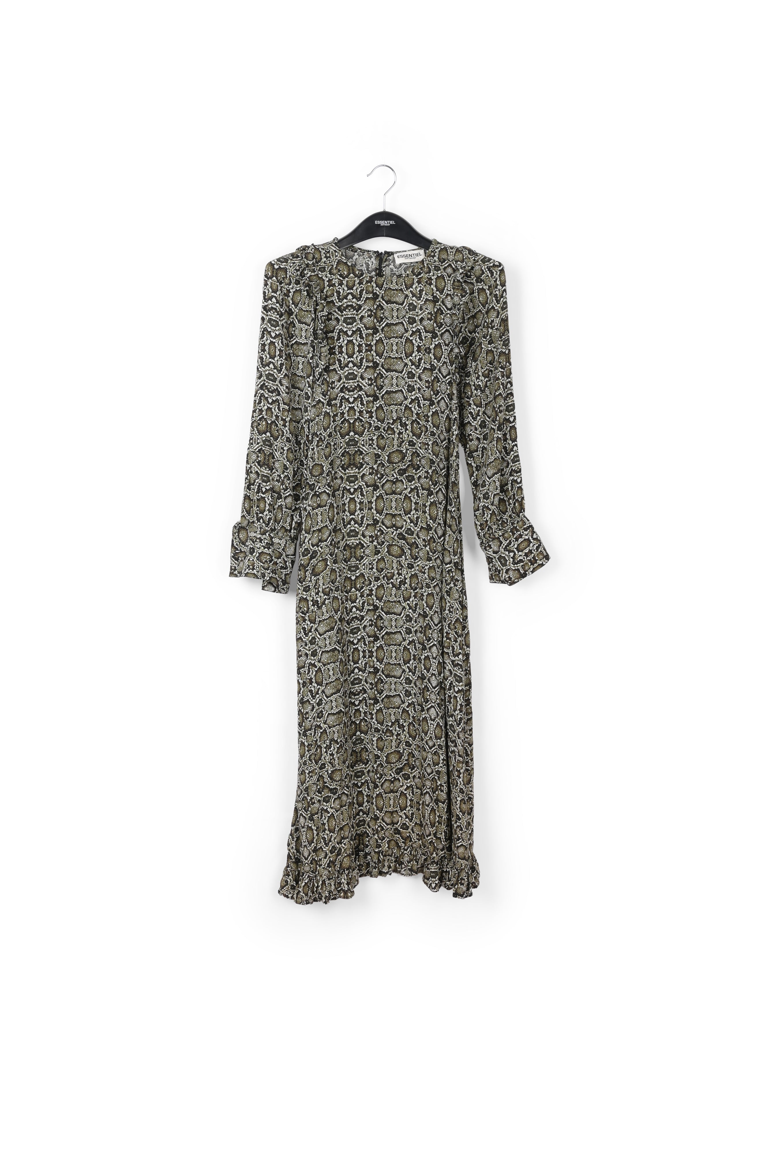 Robe midi vert kaki à imprimé serpent RE—SSENTIEL | Essentiel second hand