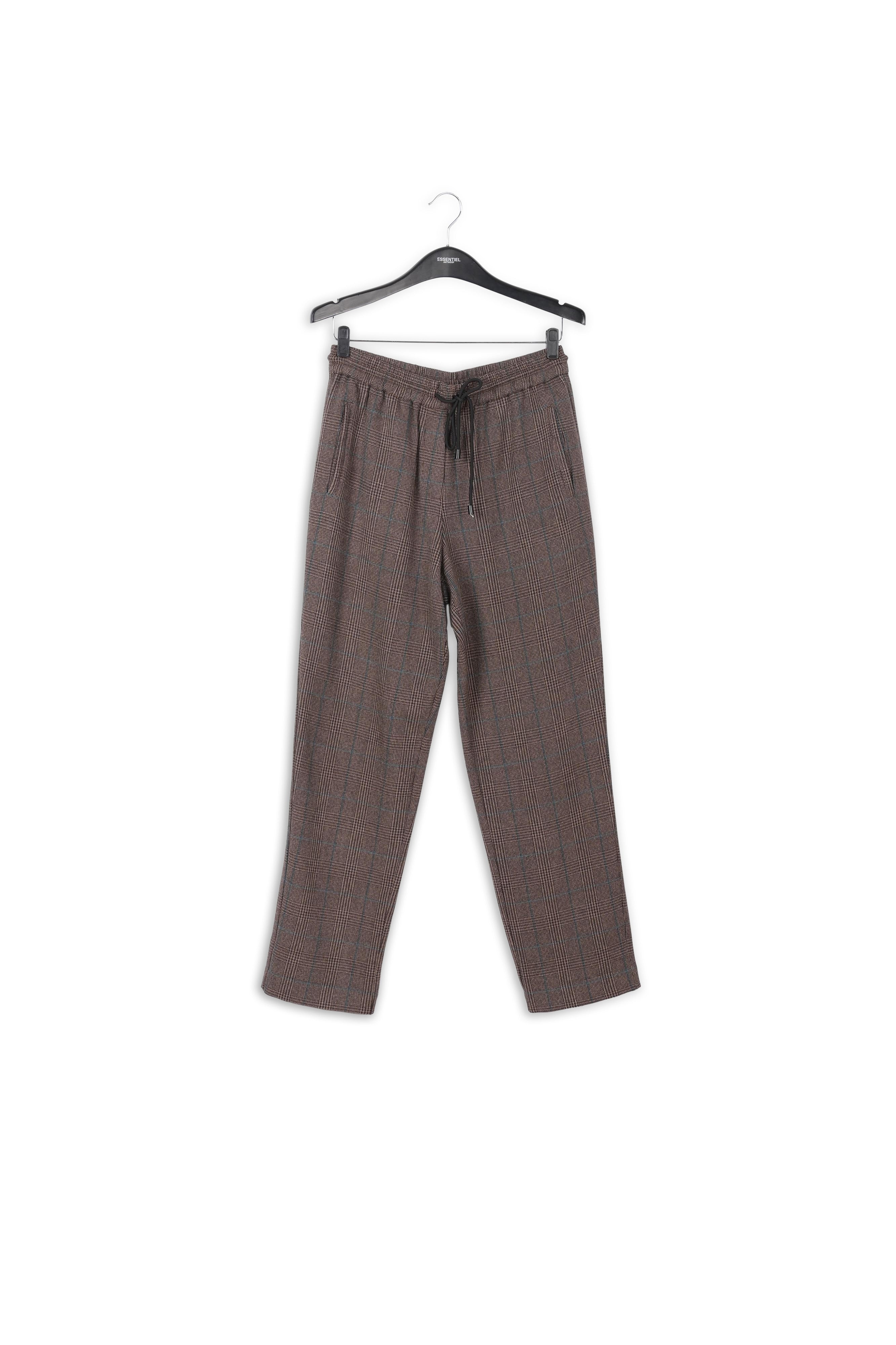 Brown pants with black and blue check motif RE—SSENTIEL | Essentiel second hand