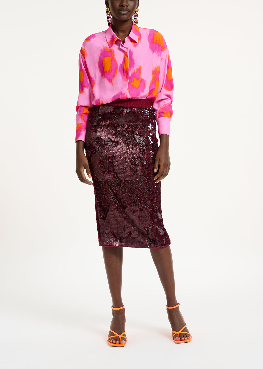 Pink oversized shirt with leopard print RE—SSENTIEL | Essentiel second hand