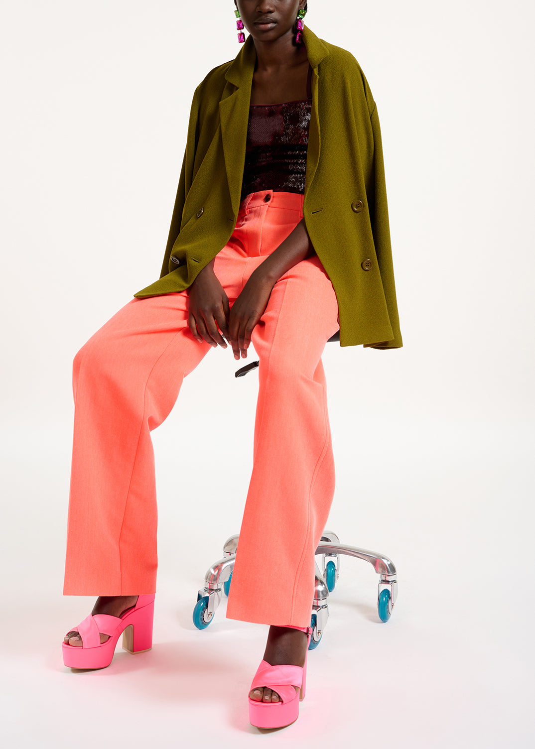 Coral red straight-leg pants RE—SSENTIEL | Essentiel second hand