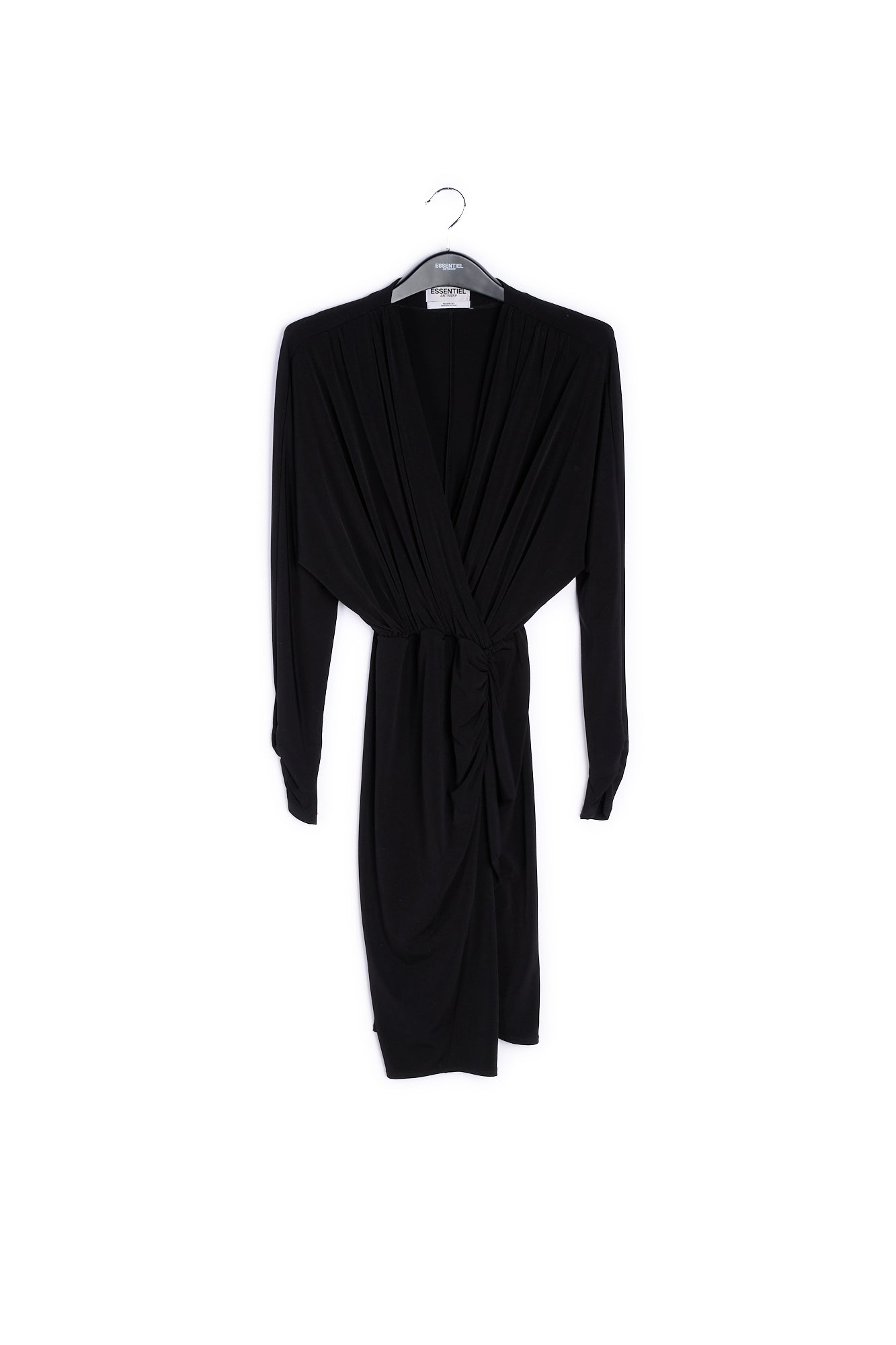 Black fitted wrap dress RE—SSENTIEL | Essentiel second hand