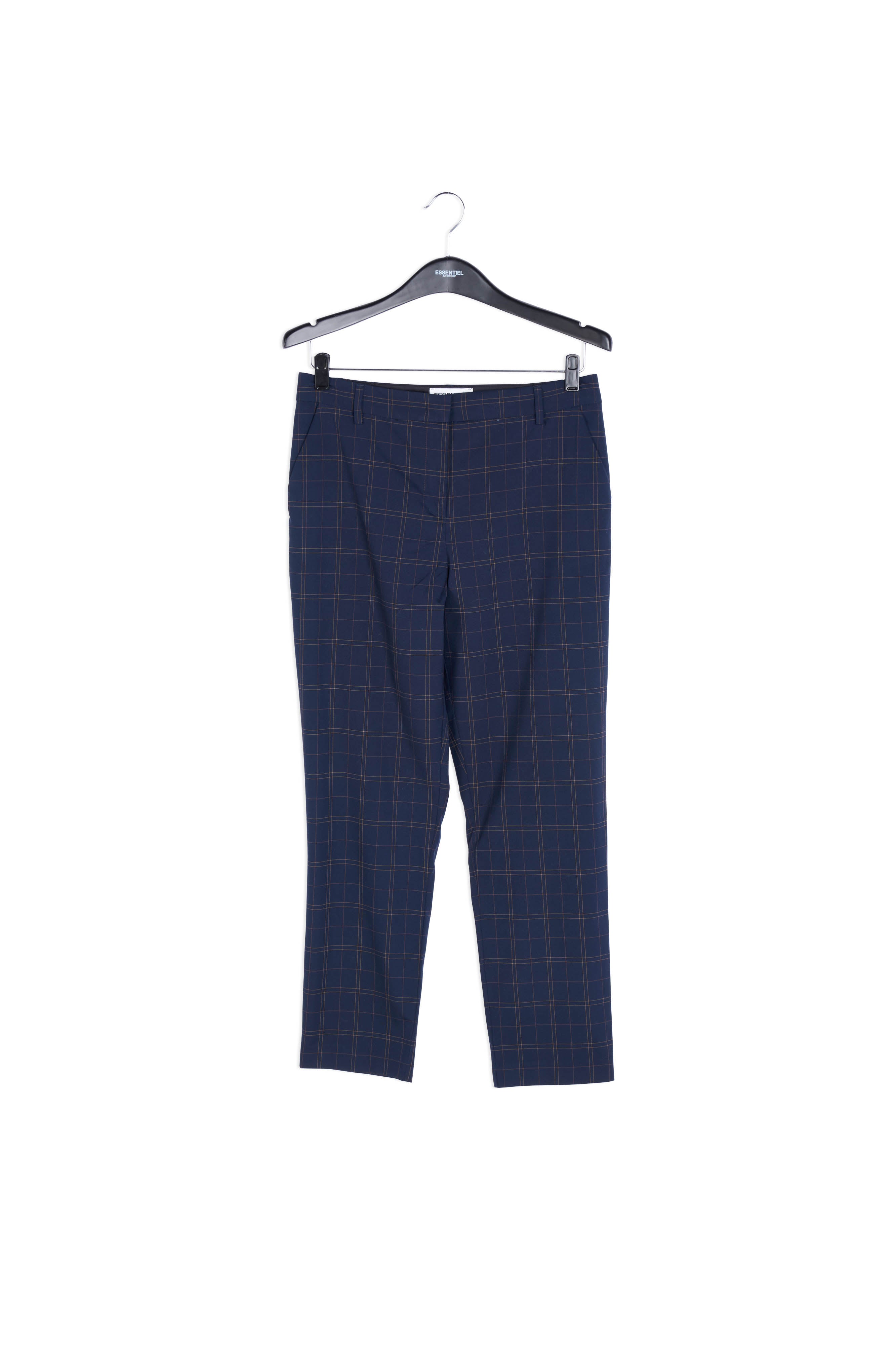 Donkerblauwe geklede broek met ruitjes RE—SSENTIEL | Essentiel second hand
