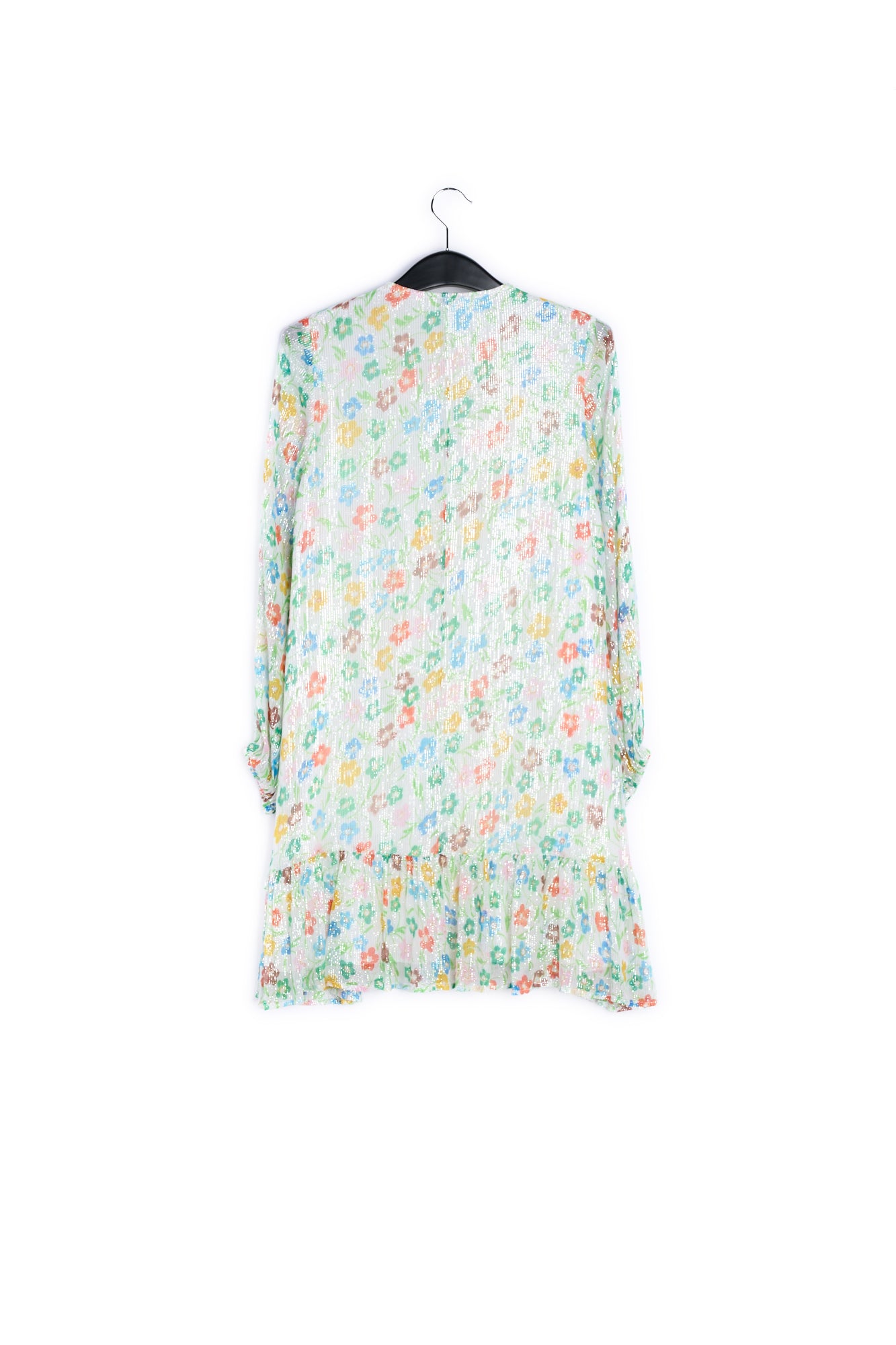 Off-white floral print dress with flared hem RE—SSENTIEL | Essentiel second hand