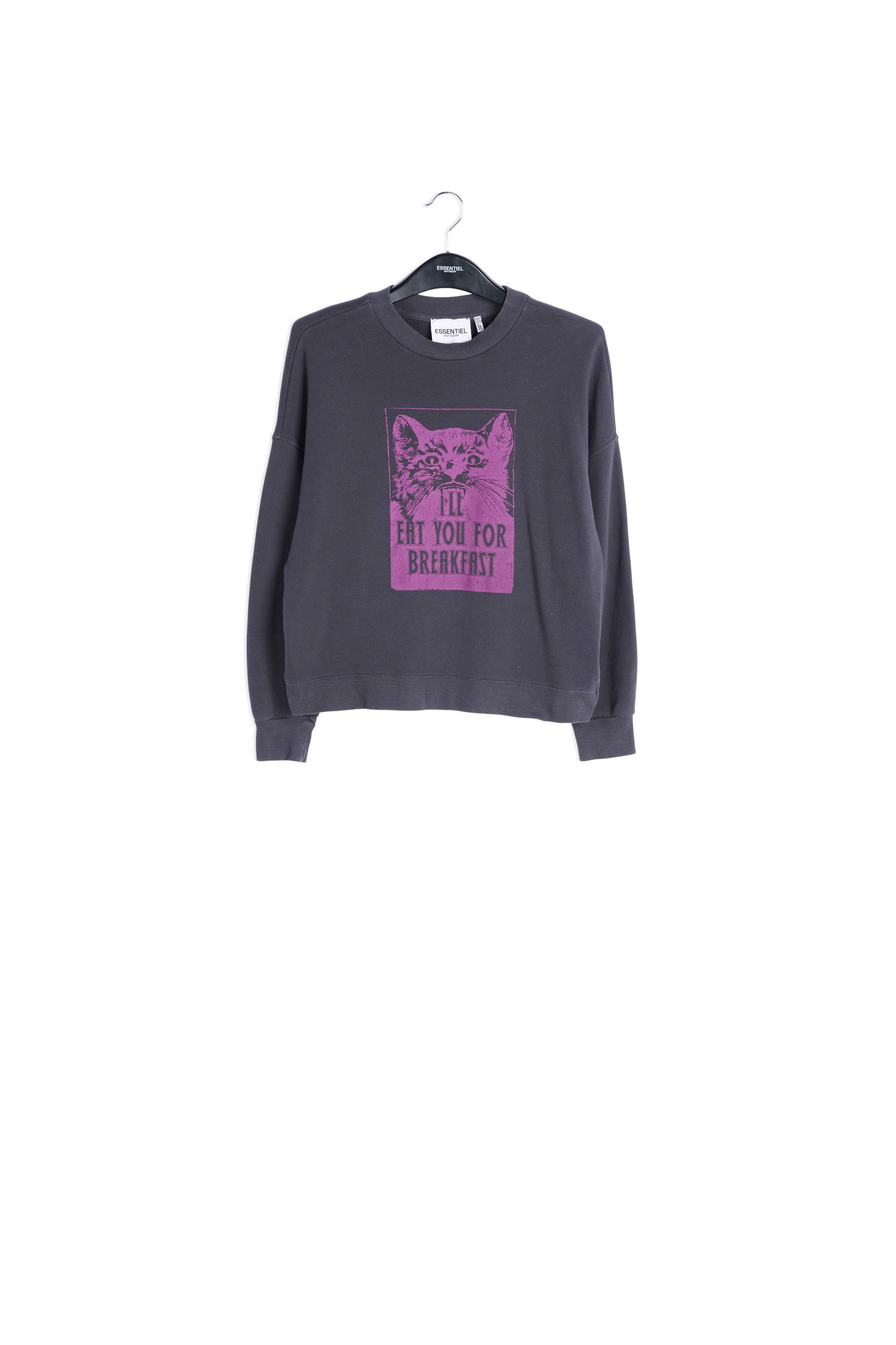 Black cotton-jersey 'Atomic cat' sweatshirt RE—SSENTIEL | Essentiel second hand