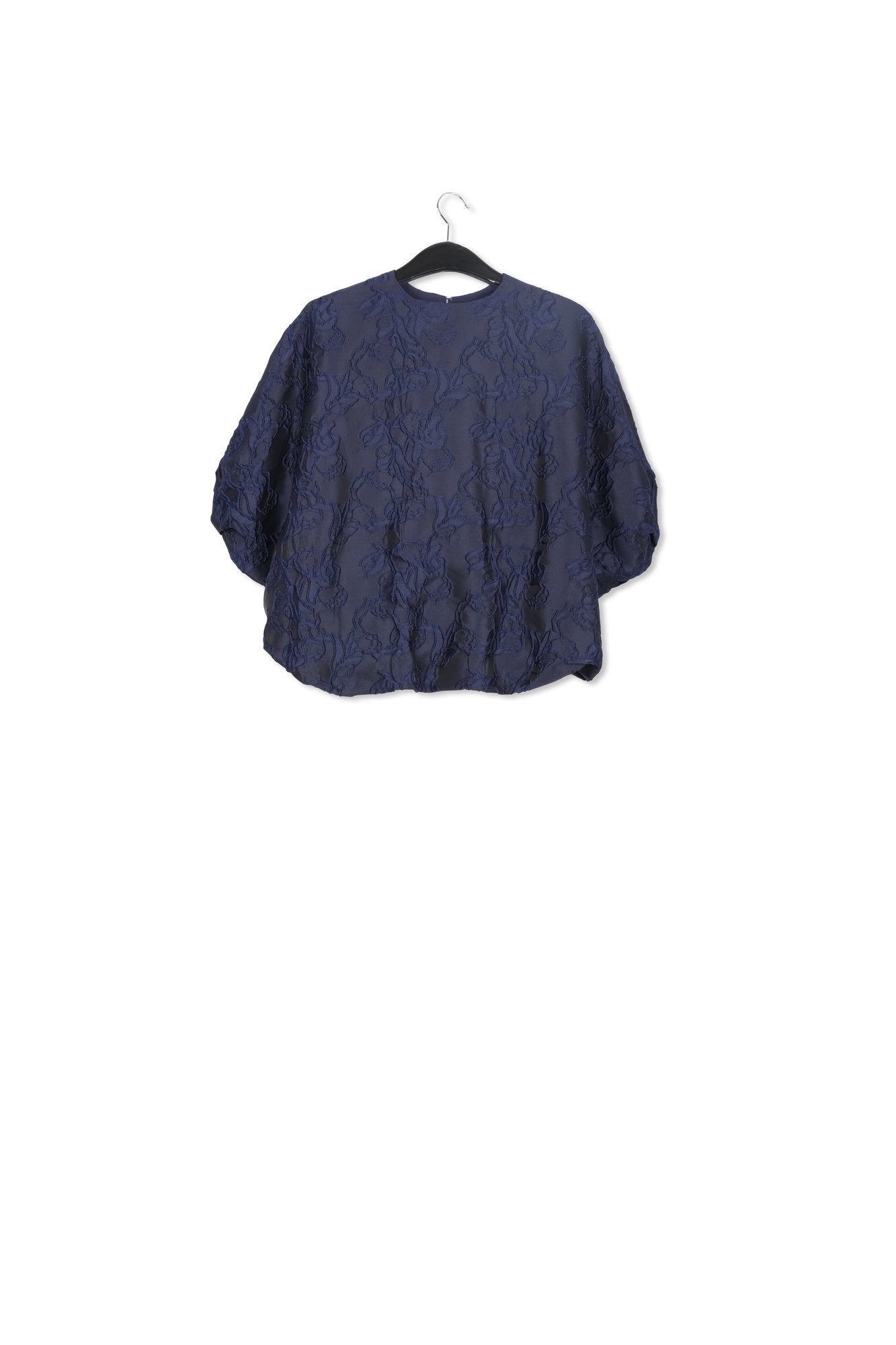 Navy blue jacquard-woven puffy jacket RE—SSENTIEL | Essentiel second hand