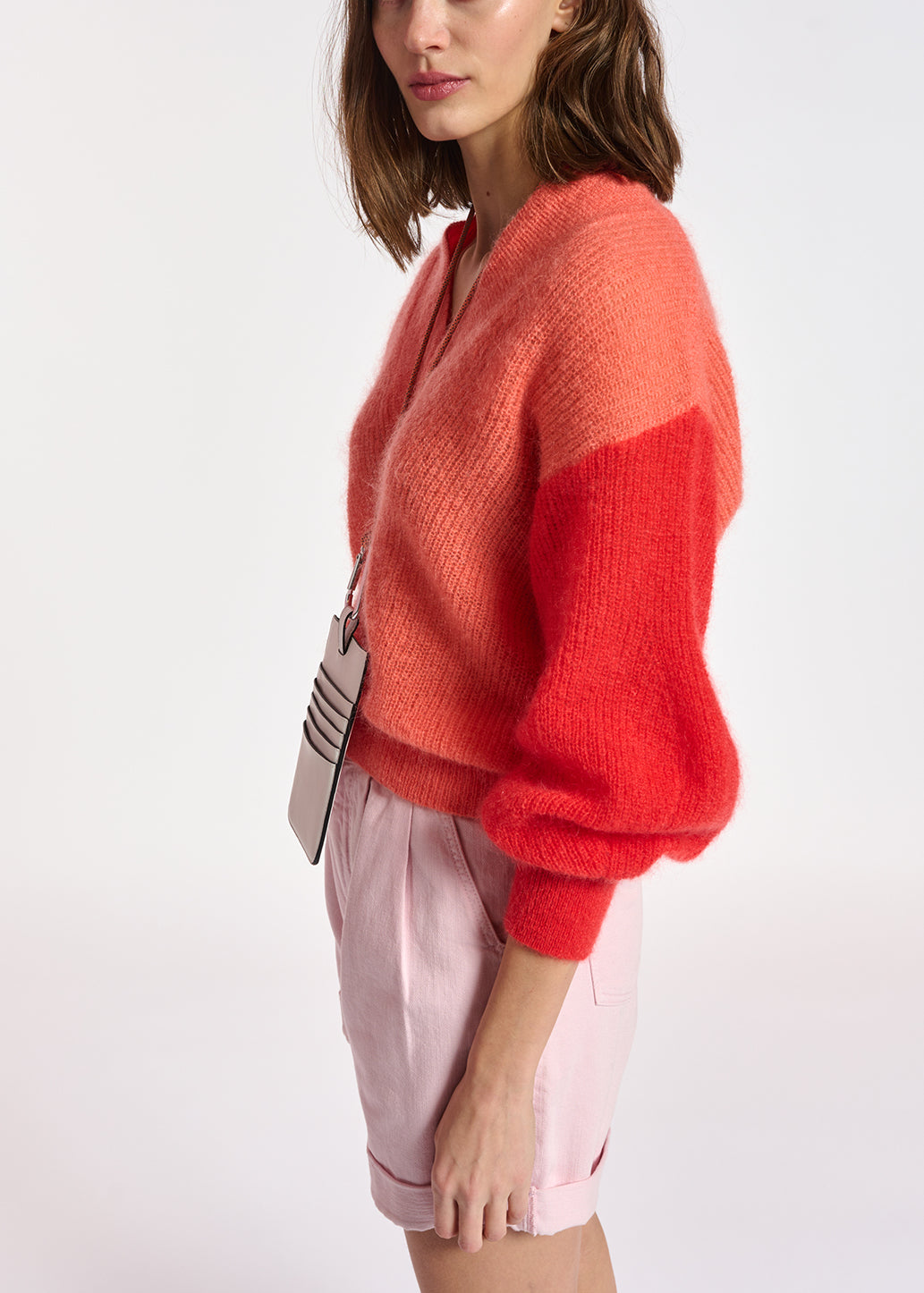 Pull en V orange en mélange de mohair RE—SSENTIEL | Essentiel second hand