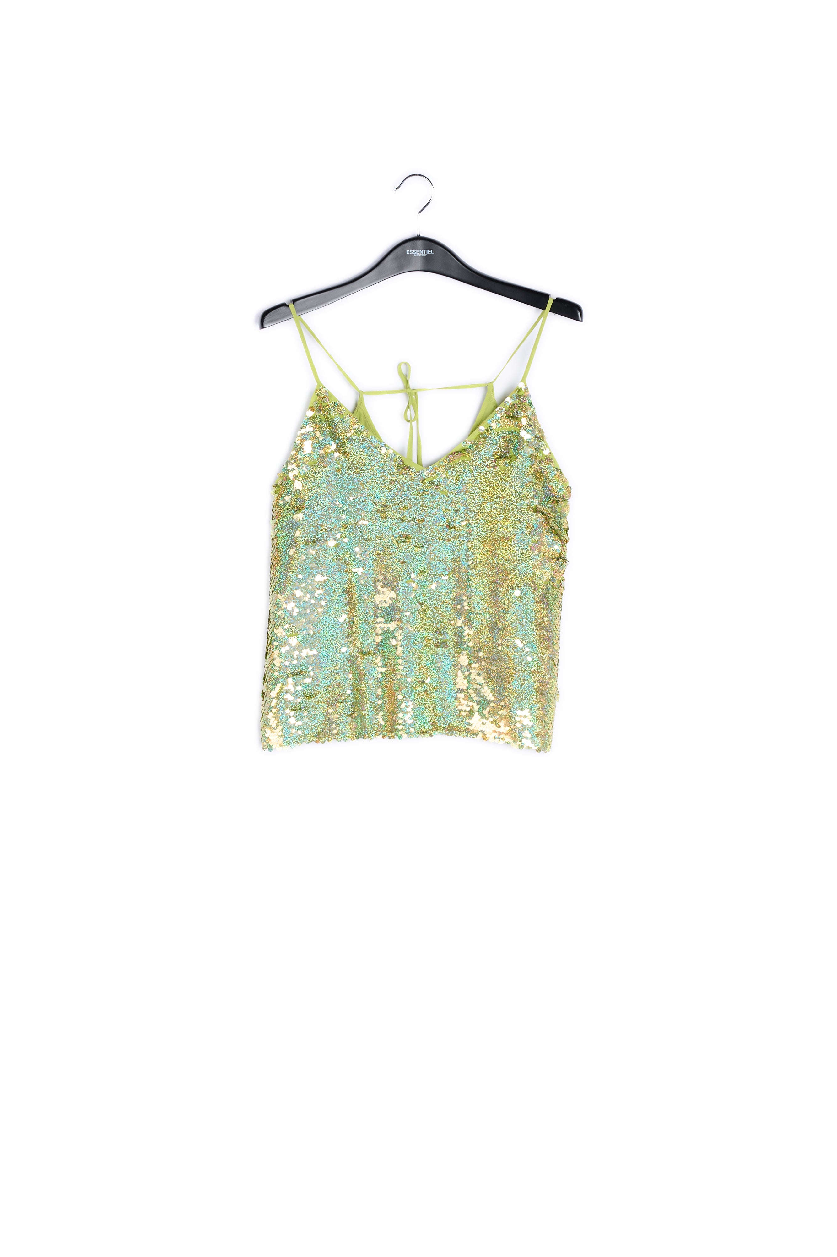 Olive green sequined camisole RE—SSENTIEL | Essentiel second hand