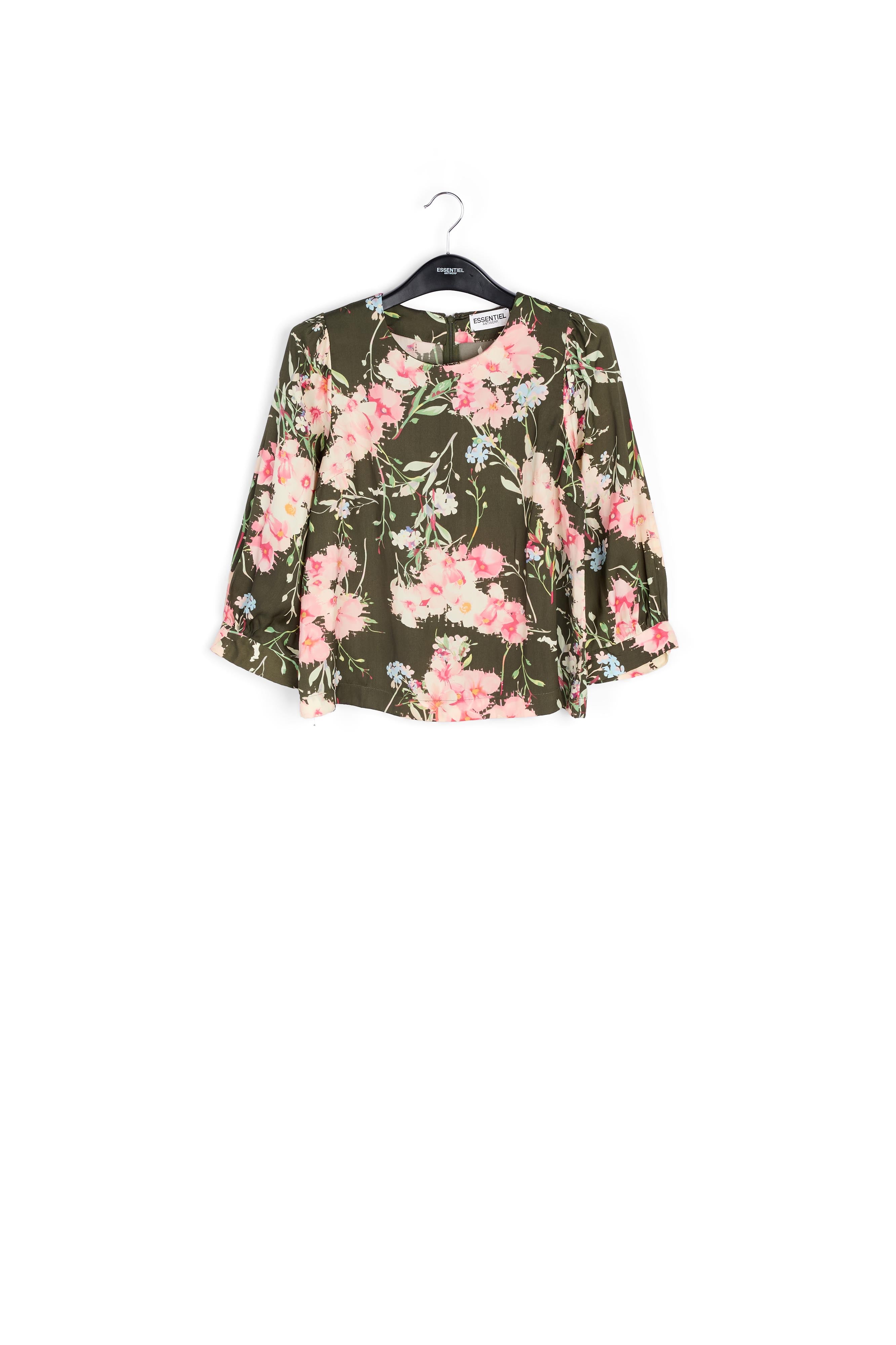 Pink floral top with puff sleeves RE—SSENTIEL | Essentiel second hand
