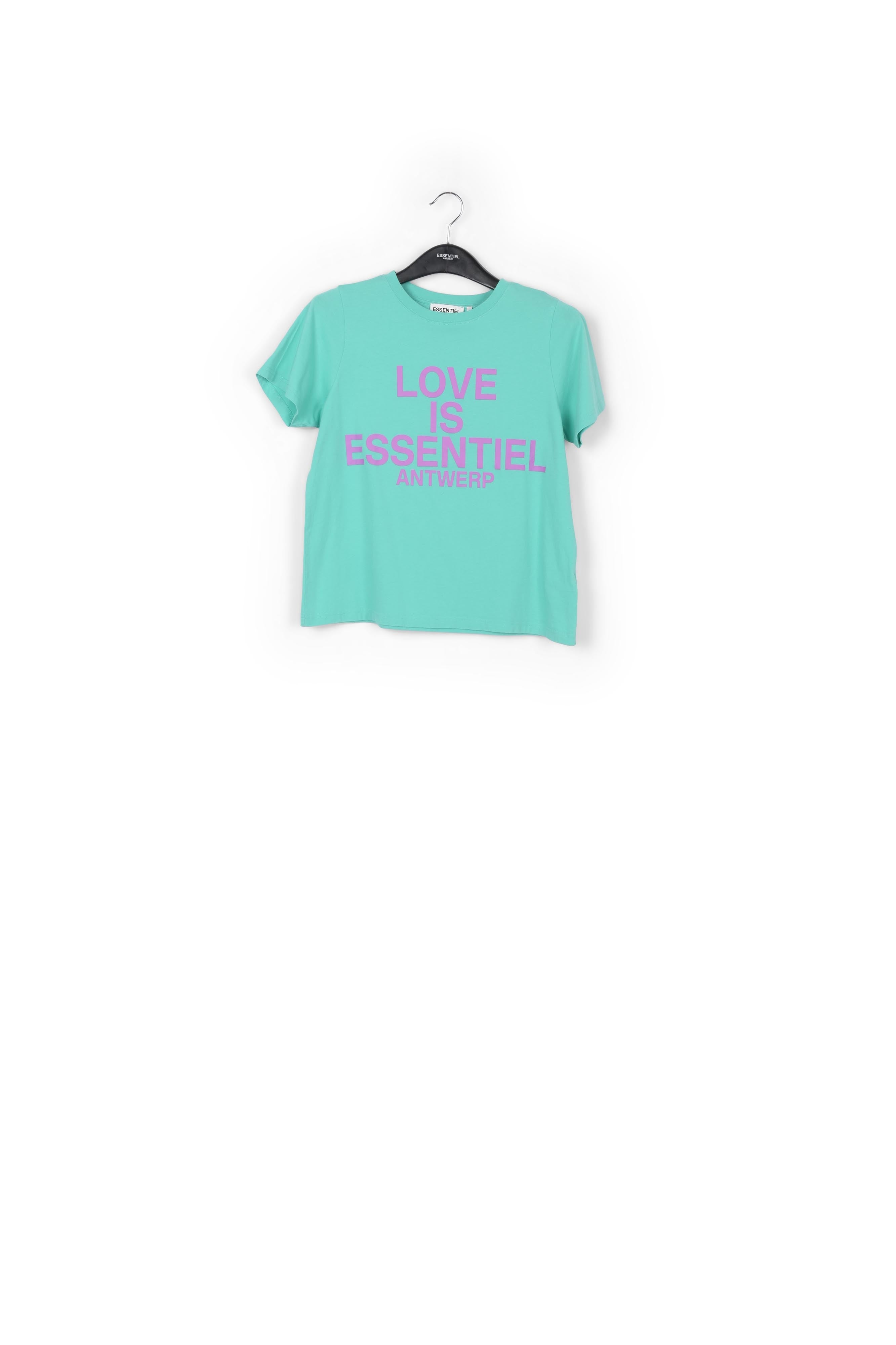 Turquoise organic cotton T-shirt with text print RE—SSENTIEL | Essentiel second hand
