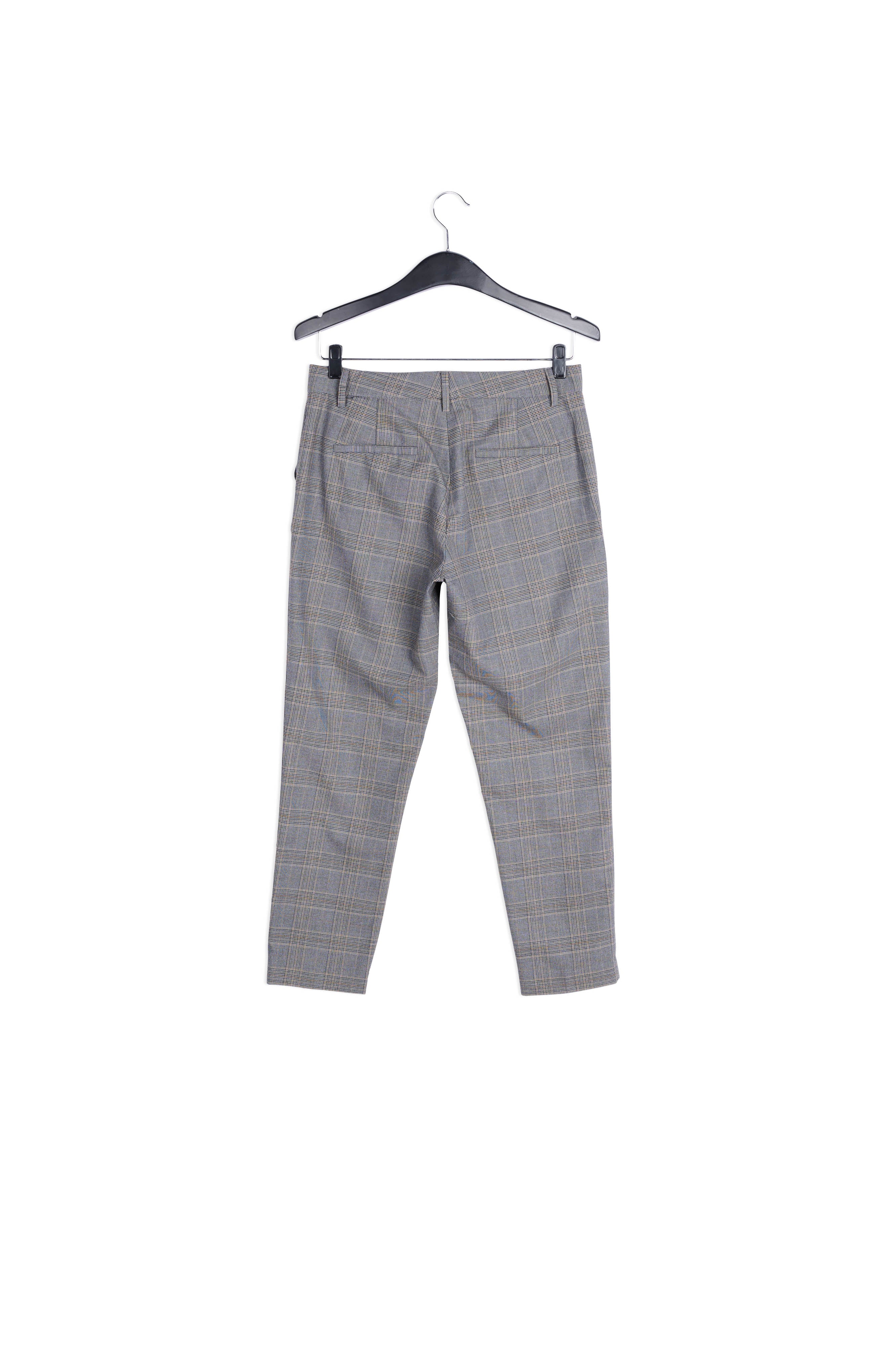 Pantalon gris 7/8me fuselé à carreaux RE—SSENTIEL | Essentiel second hand