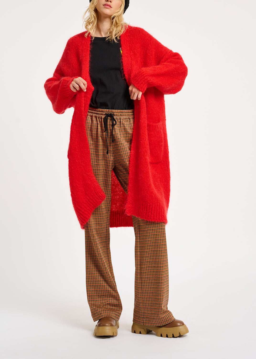 Cardigan midi en mohair mélangé rouge RE—SSENTIEL | Essentiel second hand