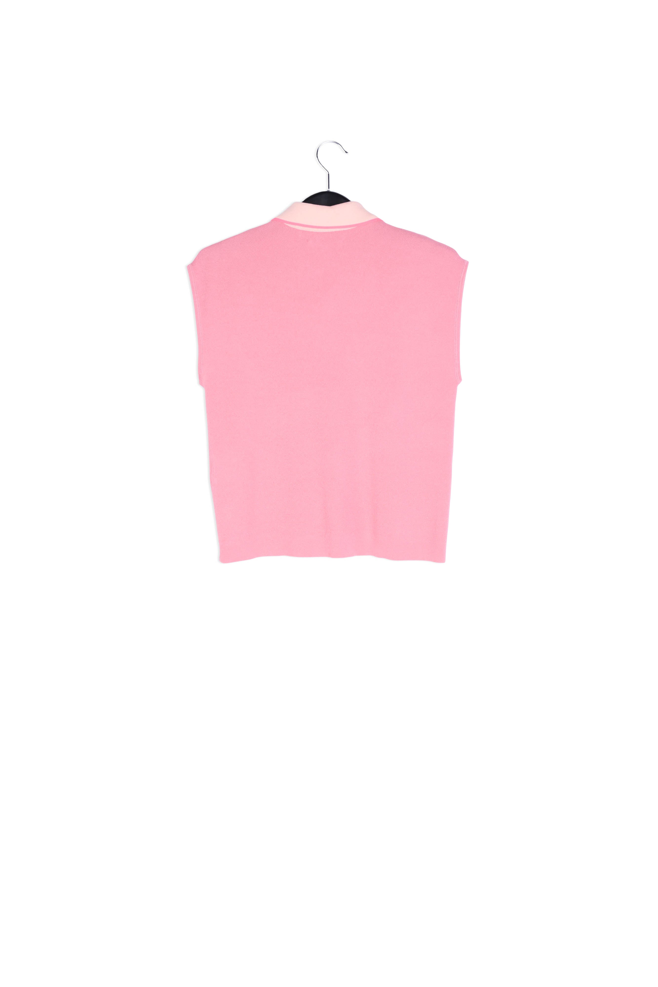 Pink sleeveless polo top with contrasting collar RE—SSENTIEL | Essentiel second hand