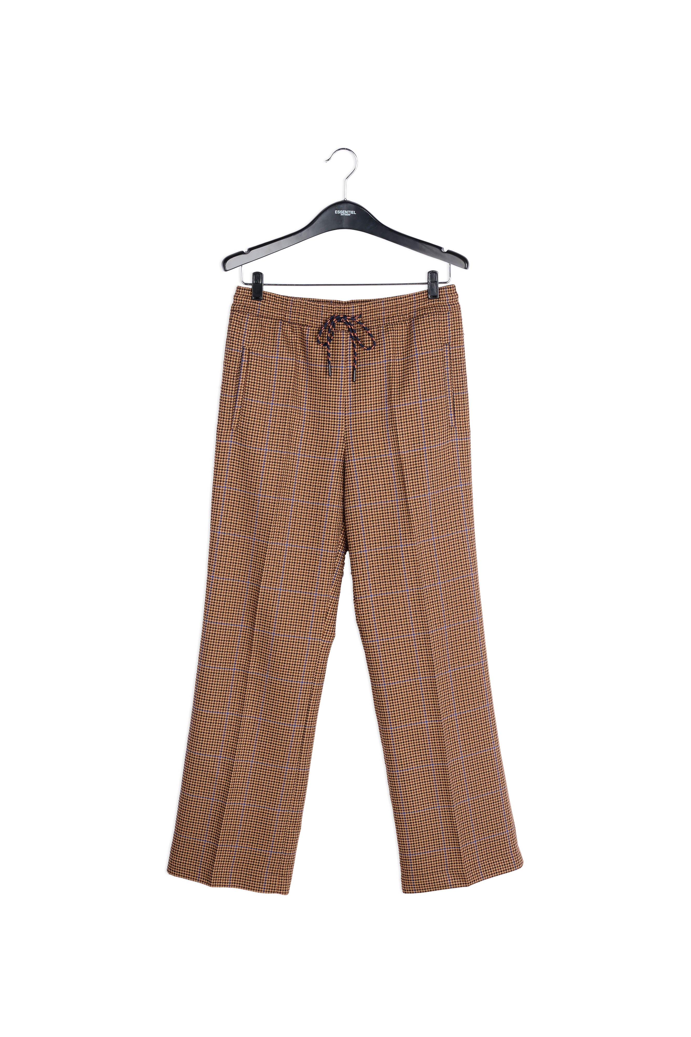 Pantalon pied-de-poule rouge et marron RE—SSENTIEL | Essentiel second hand