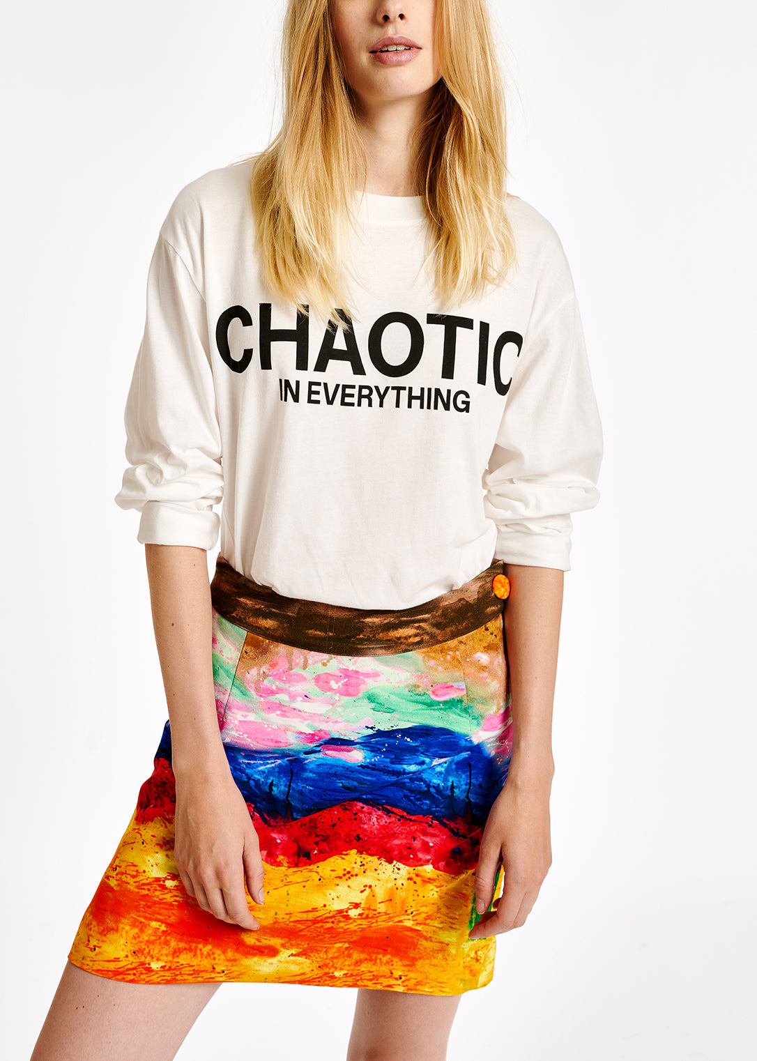 Colorful paint stroke print A-line mini skirt RE—SSENTIEL | Essentiel second hand