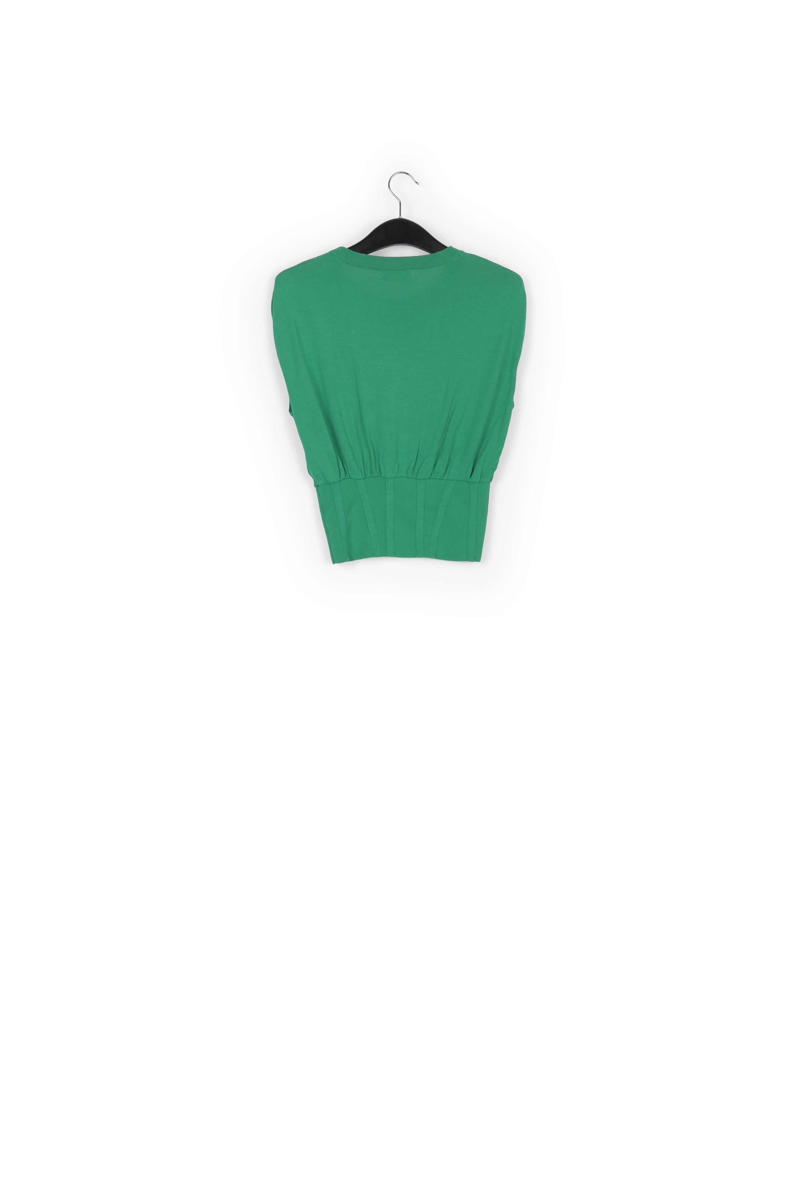 Green sleeveless knitted top with fitted waist RE—SSENTIEL | Essentiel second hand