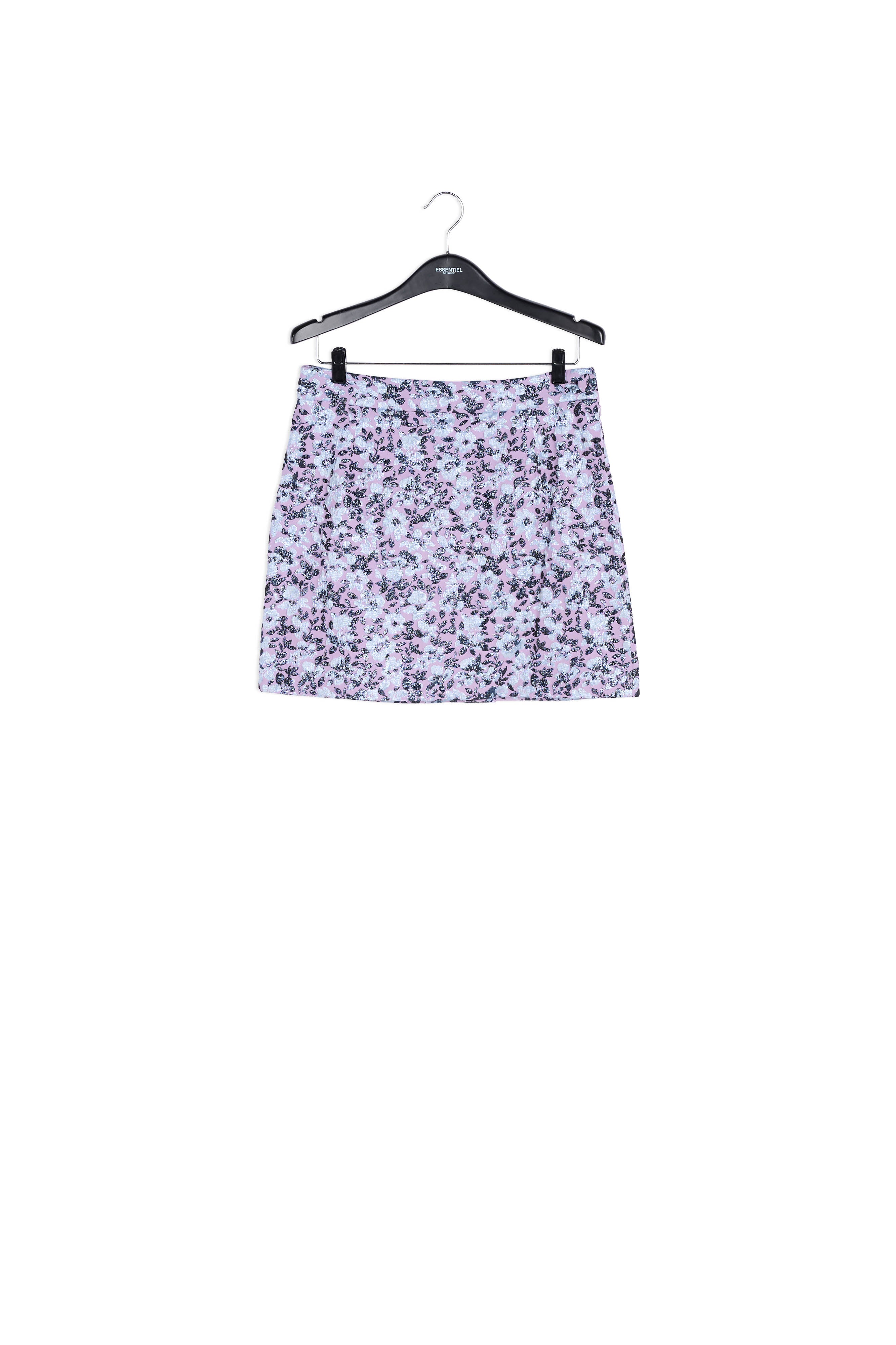 Lilac mini skirt with metallic floral motif RE—SSENTIEL | Essentiel second hand