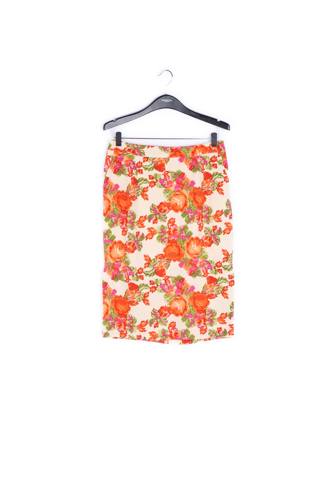 Orange and red flower print side slit skirt RE—SSENTIEL | Essentiel second hand