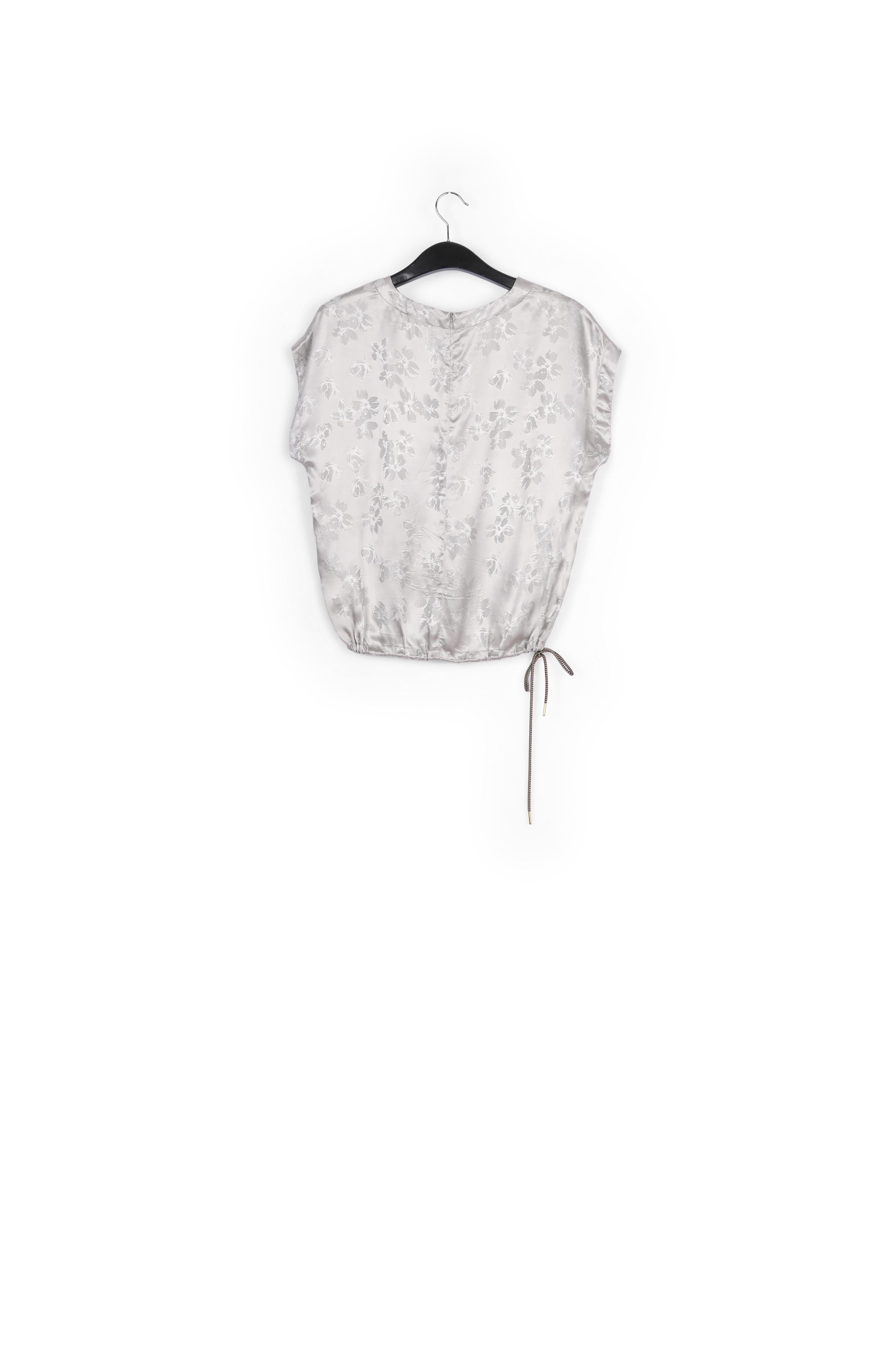 Grey floral-print jacquard top RE—SSENTIEL | Essentiel second hand