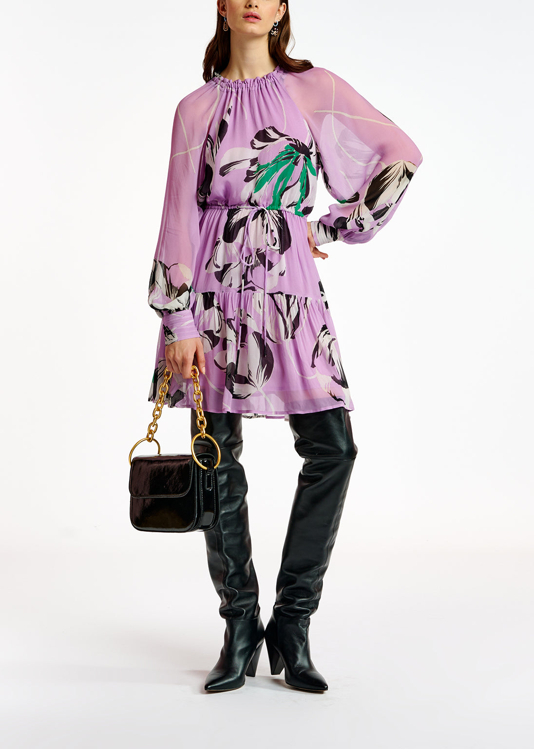 Lilac floral-print mini dress RE—SSENTIEL | Essentiel second hand