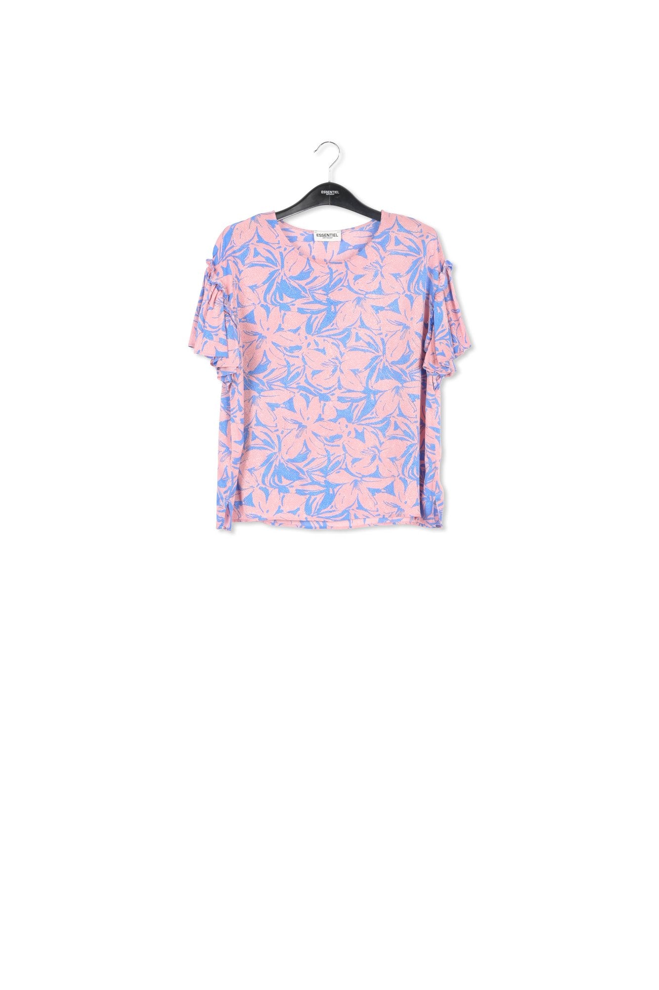 Light pink and floral short-sleeved top RE—SSENTIEL | Essentiel second hand
