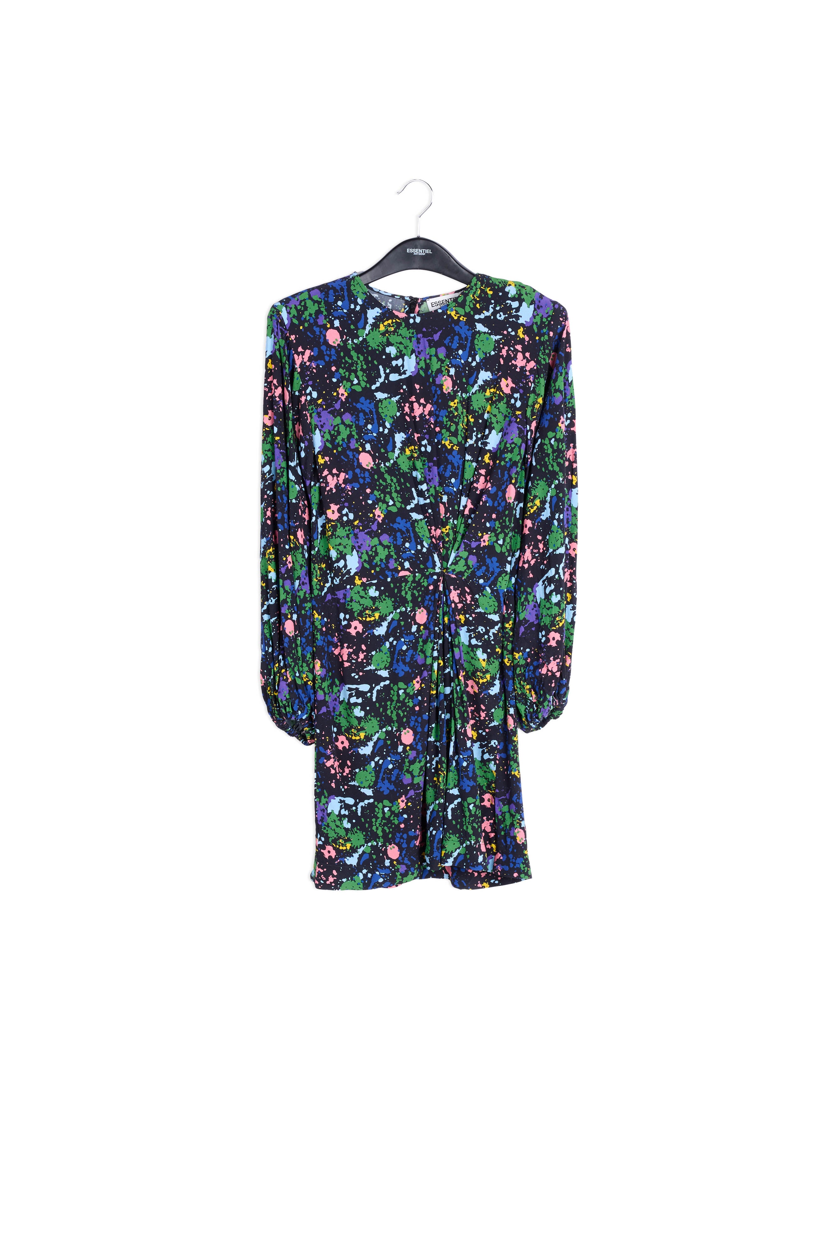 Black and blue floral print mini dress RE—SSENTIEL | Essentiel second hand