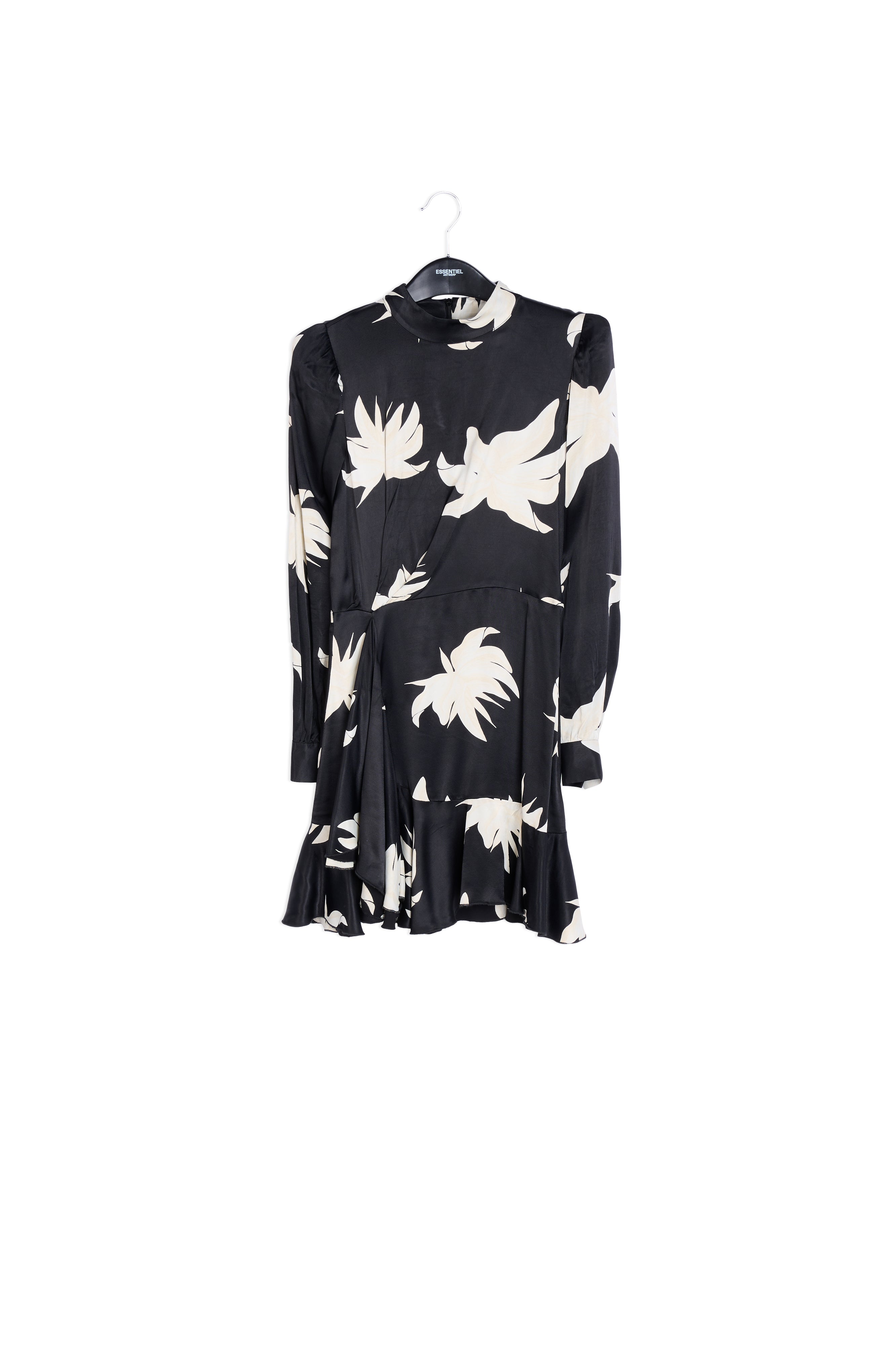 Black and off-white floral midi dress RE—SSENTIEL | Essentiel second hand