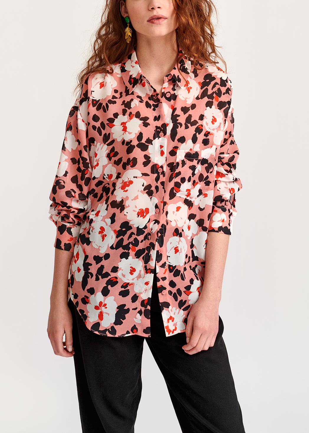 Pink floral-print shirt RE—SSENTIEL | Essentiel second hand