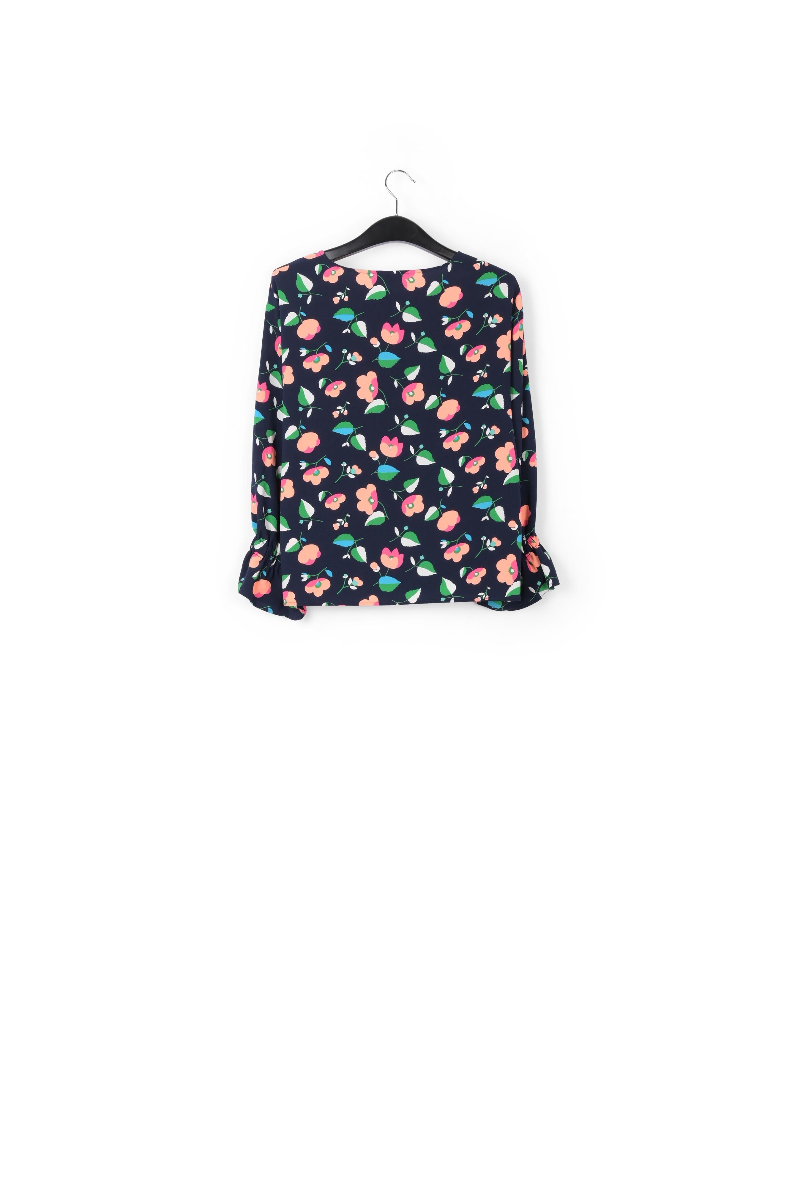 Navy blue floral blouse RE—SSENTIEL | Essentiel second hand