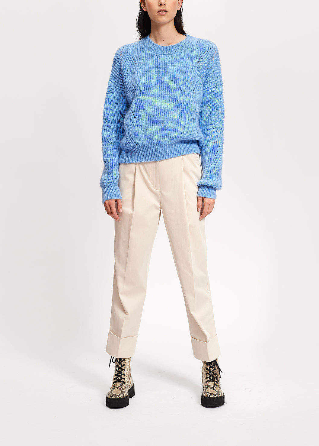 Light blue ribbed mohair-blend sweater RE—SSENTIEL | Essentiel second hand