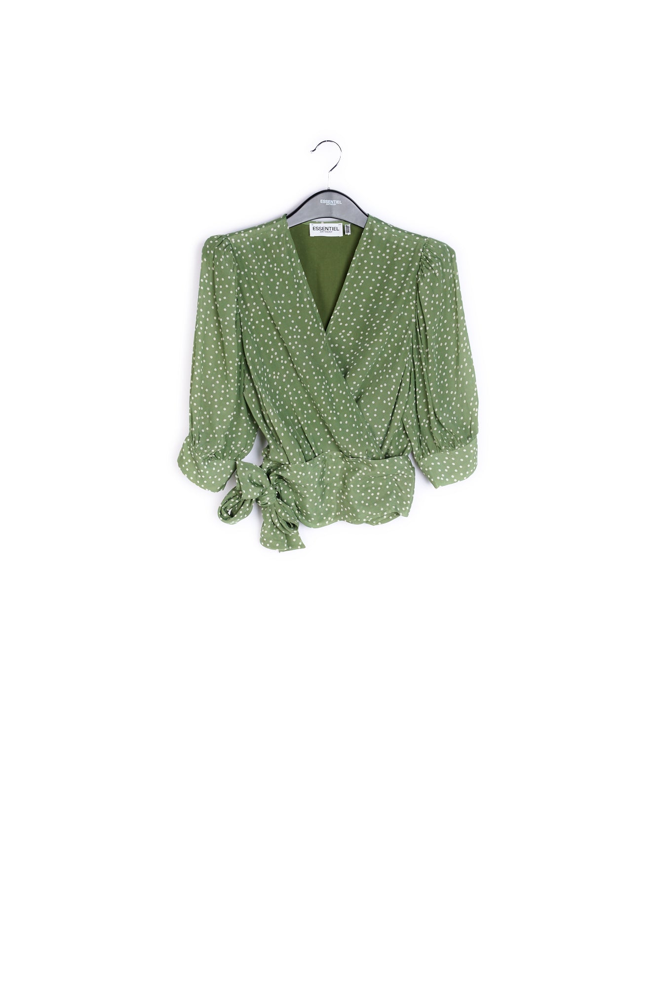 Green polka dot wrap top RE—SSENTIEL | Essentiel second hand