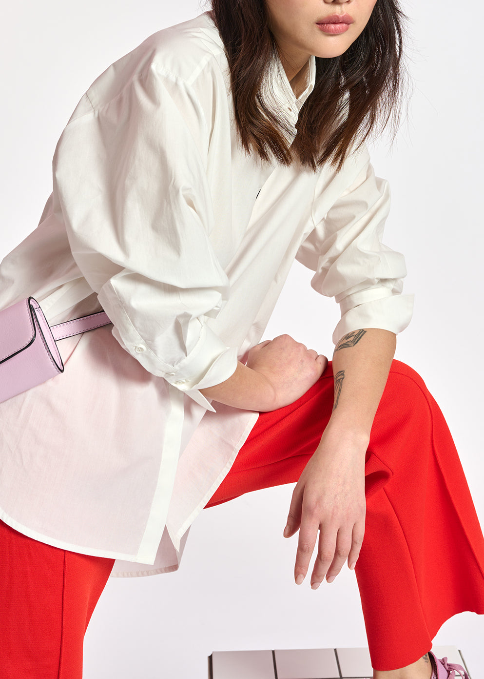 White oversized-fit cotton shirt RE—SSENTIEL | Essentiel second hand