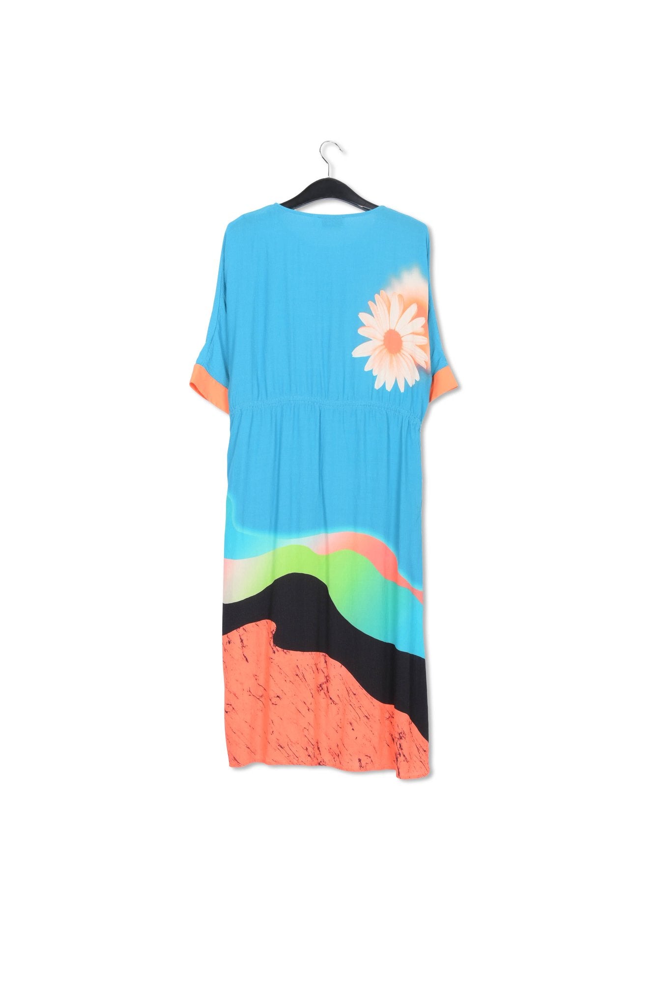 Bleu midi-length dress with multicolor print RE—SSENTIEL | Essentiel second hand