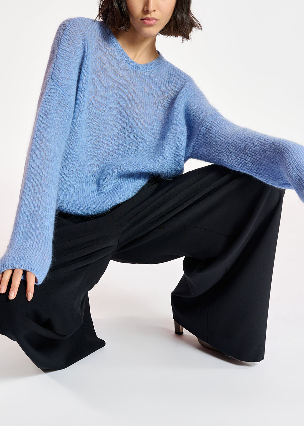 Pull oversize bleu en mohair mélangé RE—SSENTIEL | Essentiel second hand